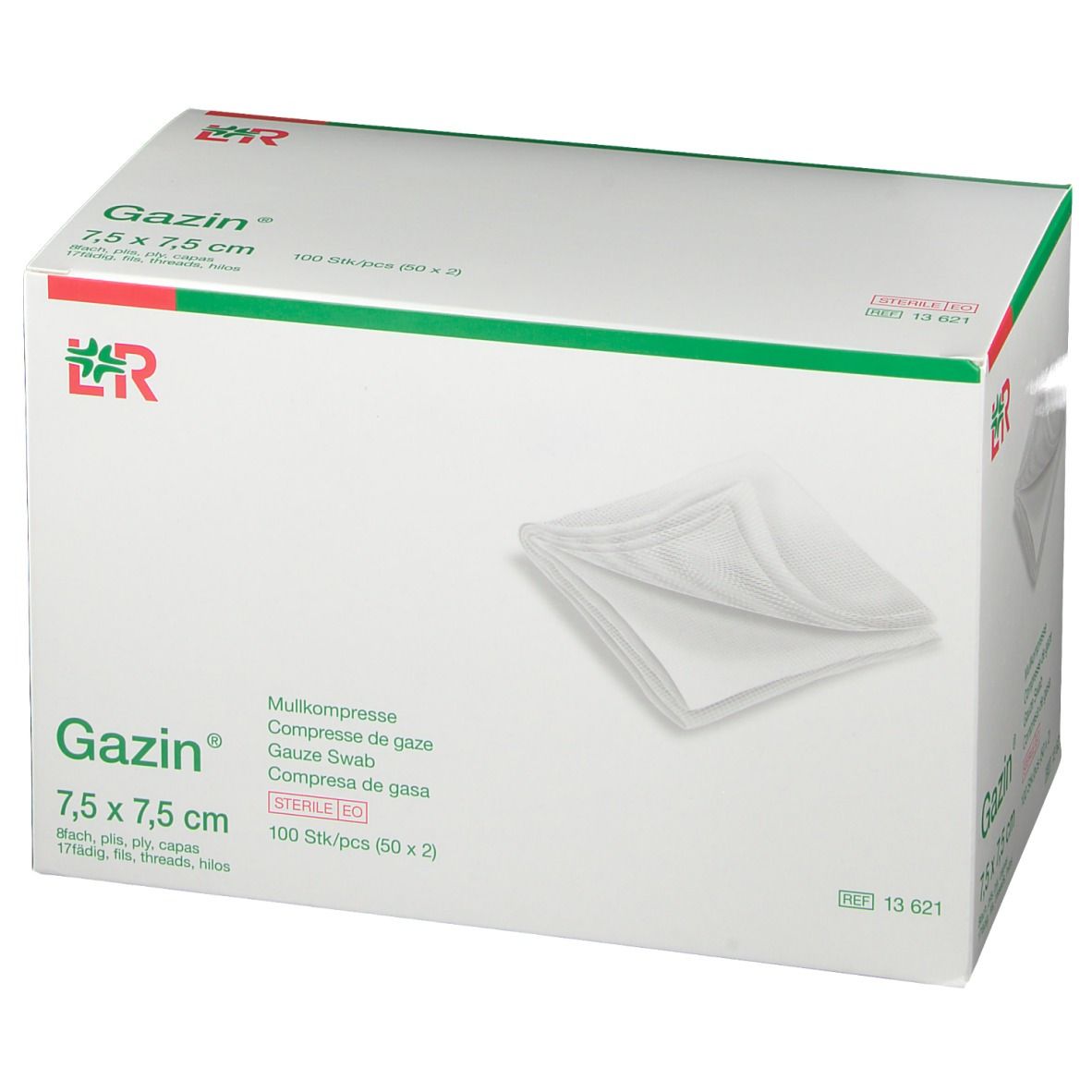 Gazin® Mullkompresse 8-fach steril 7,5 cm x 7,5 cm