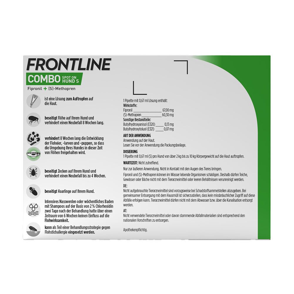 FRONTLINE COMBO® Spot on gegen Flöhe und Zecken Hund S 2-10kg