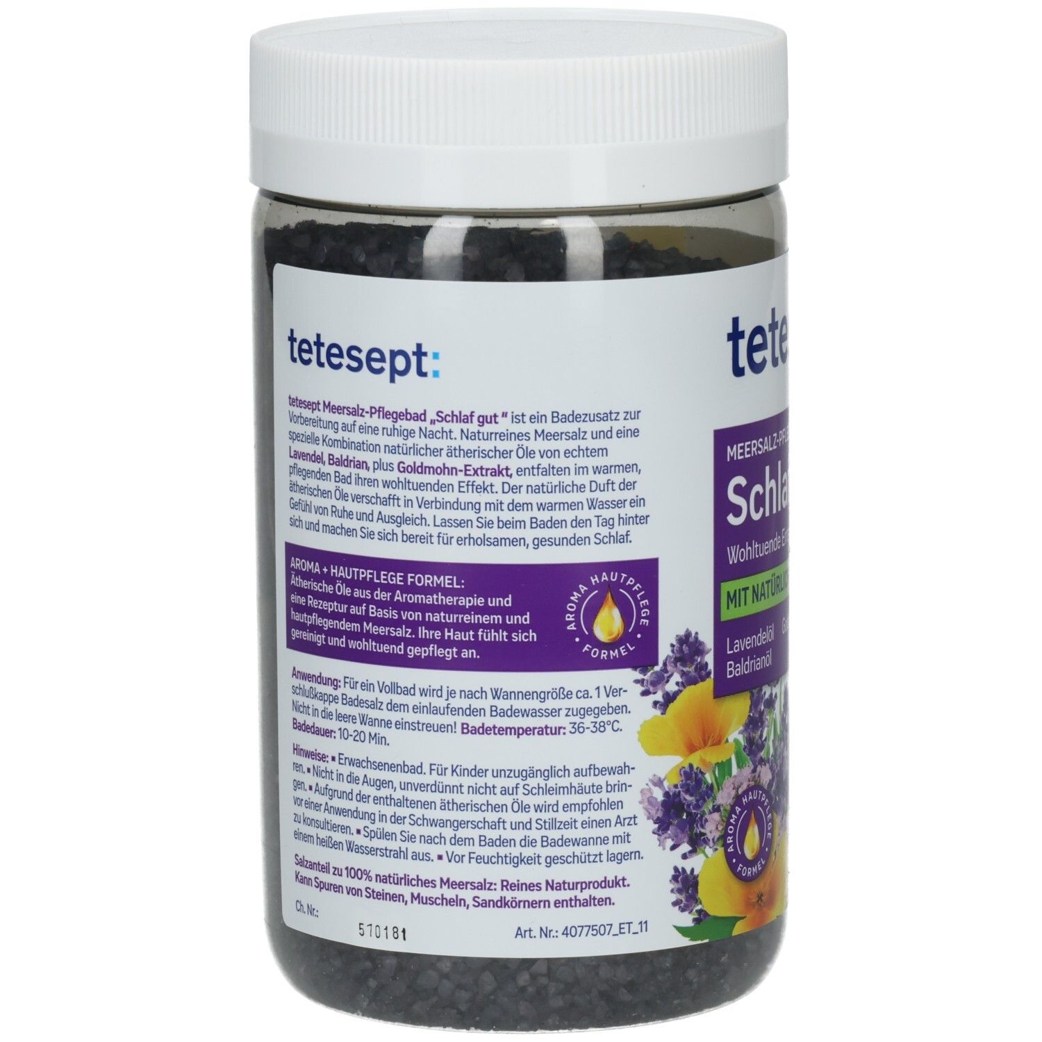 Rückseite der Dose mit Produktinformationen. Text in deutscher Sprache. Enthält Informationen zur Anwendung und Inhaltsstoffe.