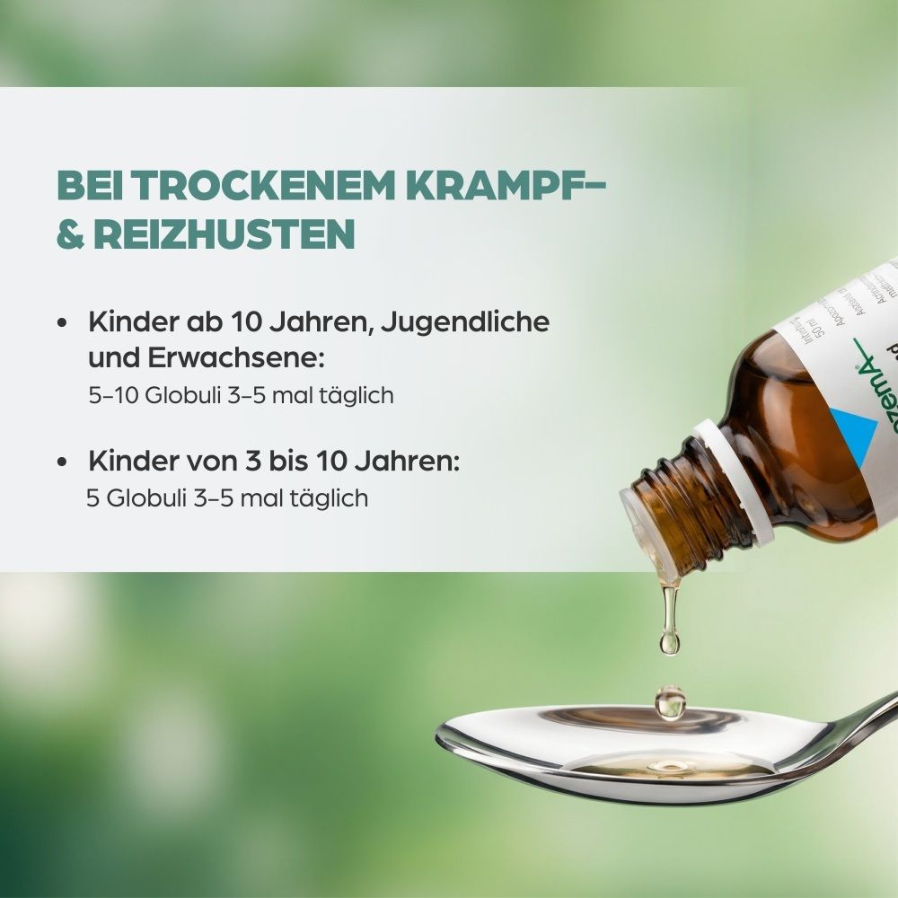 Anwendung von Apozema Dreiklang Globuli Nr. 58 bei trockenem Husten.
