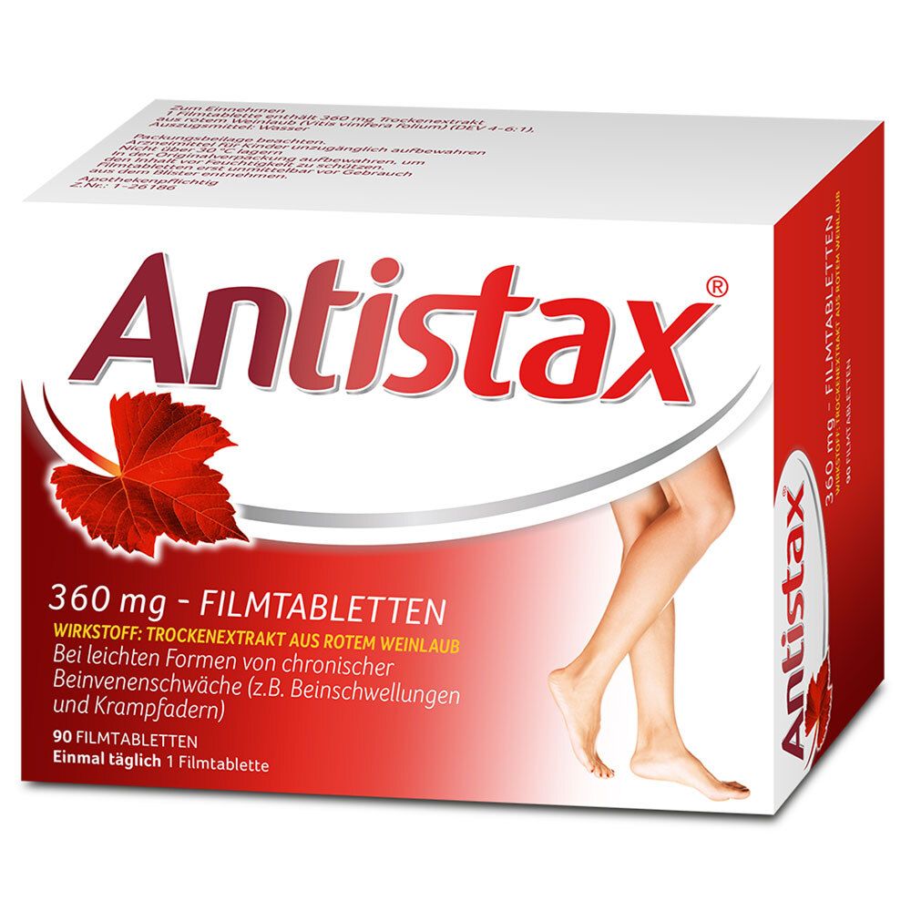 Antistax® 360 mg Filmtabletten bei Venenschwäche und Krampfadern