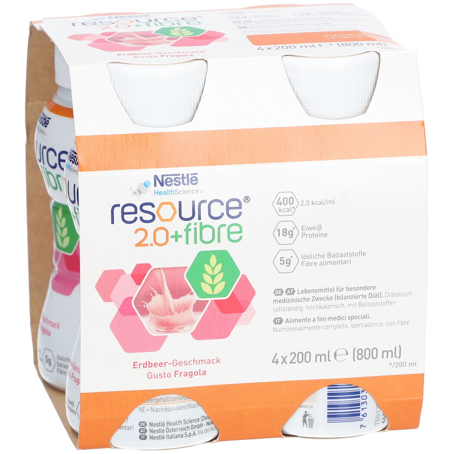 Nestlé Resource 2.0+fibre Erdbeere