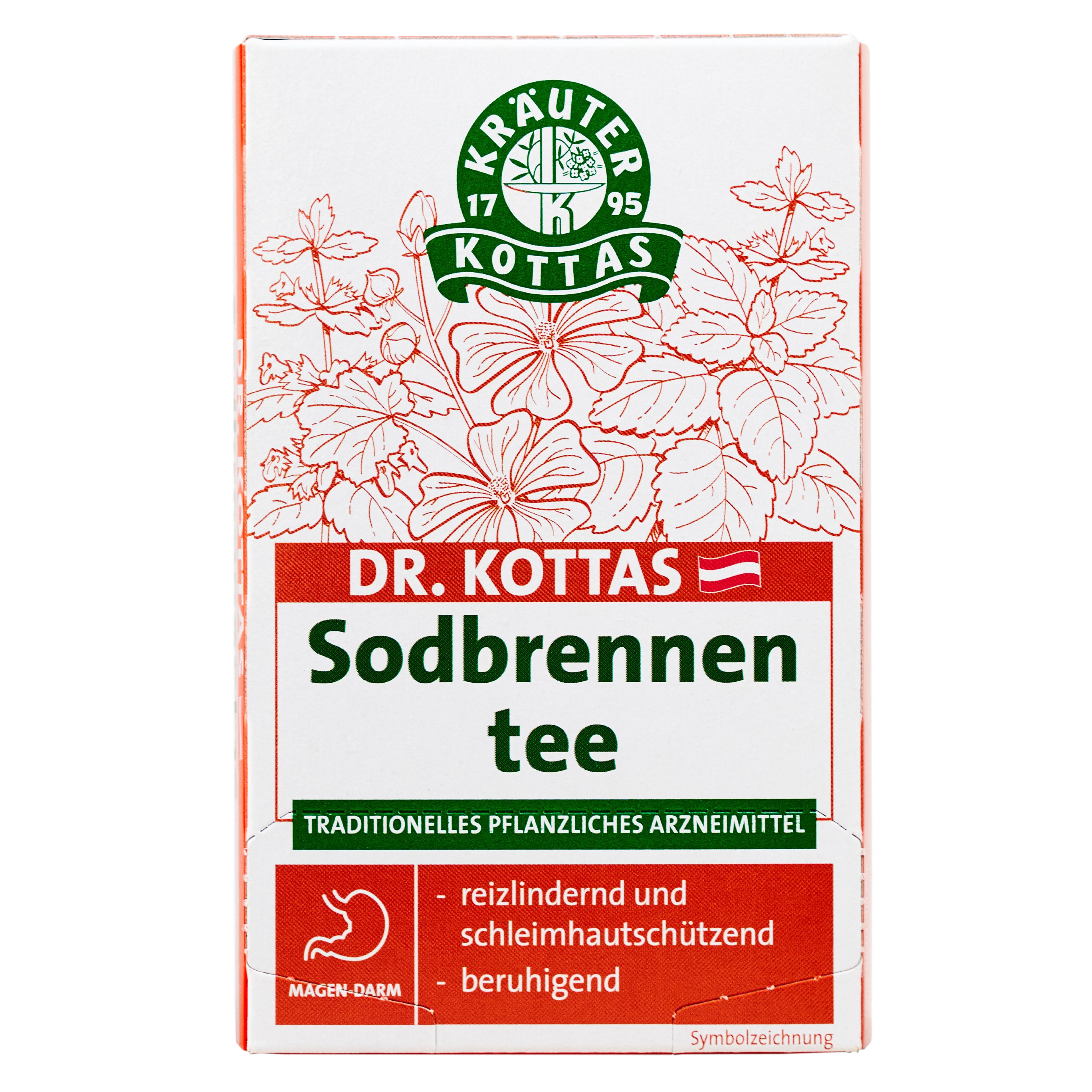 Dr. Kottas Blähungs-Verdauungstee Packung. 20 Doppelkammer-Filterbeutel. FSC zertifiziert.
