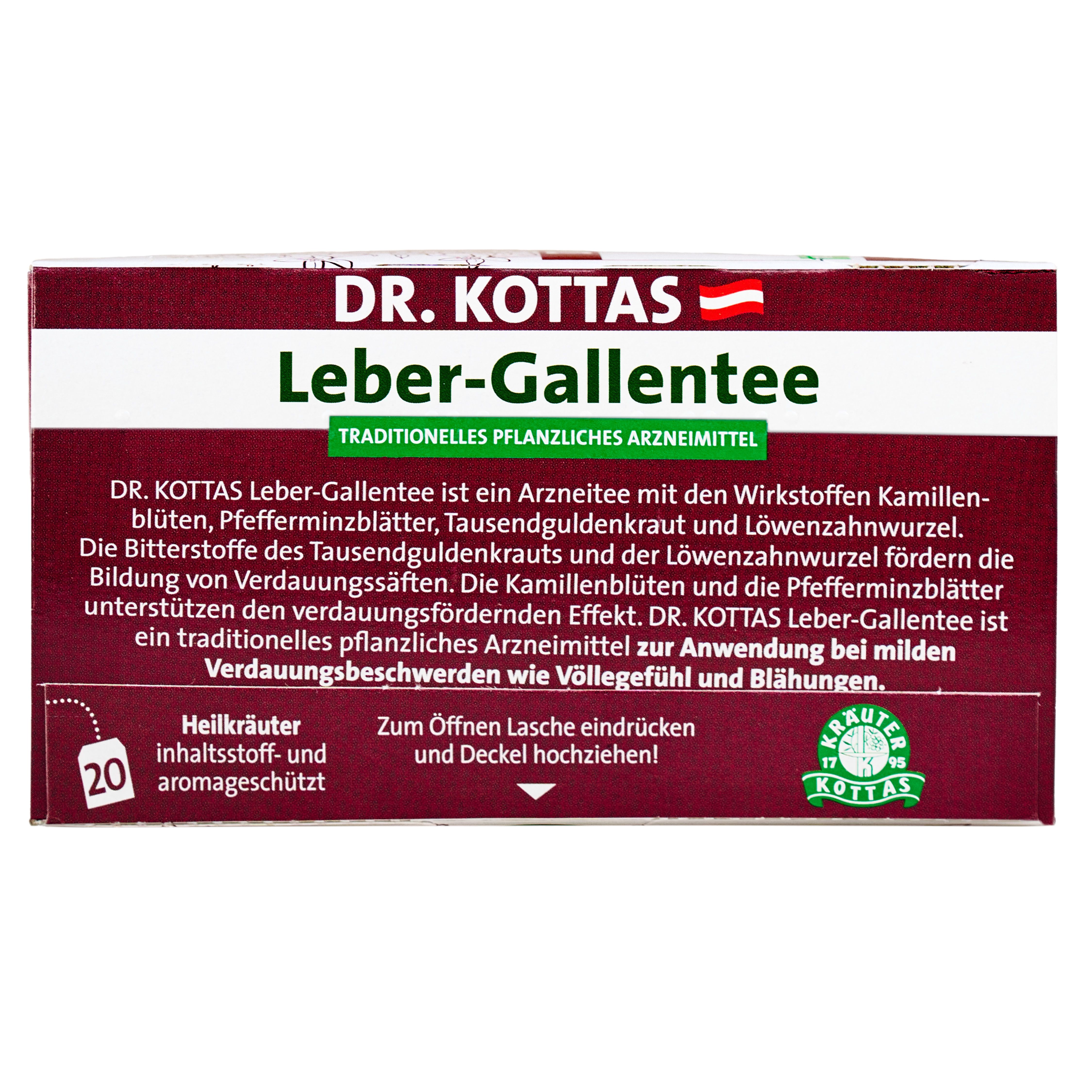 Kräutertee mit Brennnessel (Folium Urticae) und dem Kottas Logo.