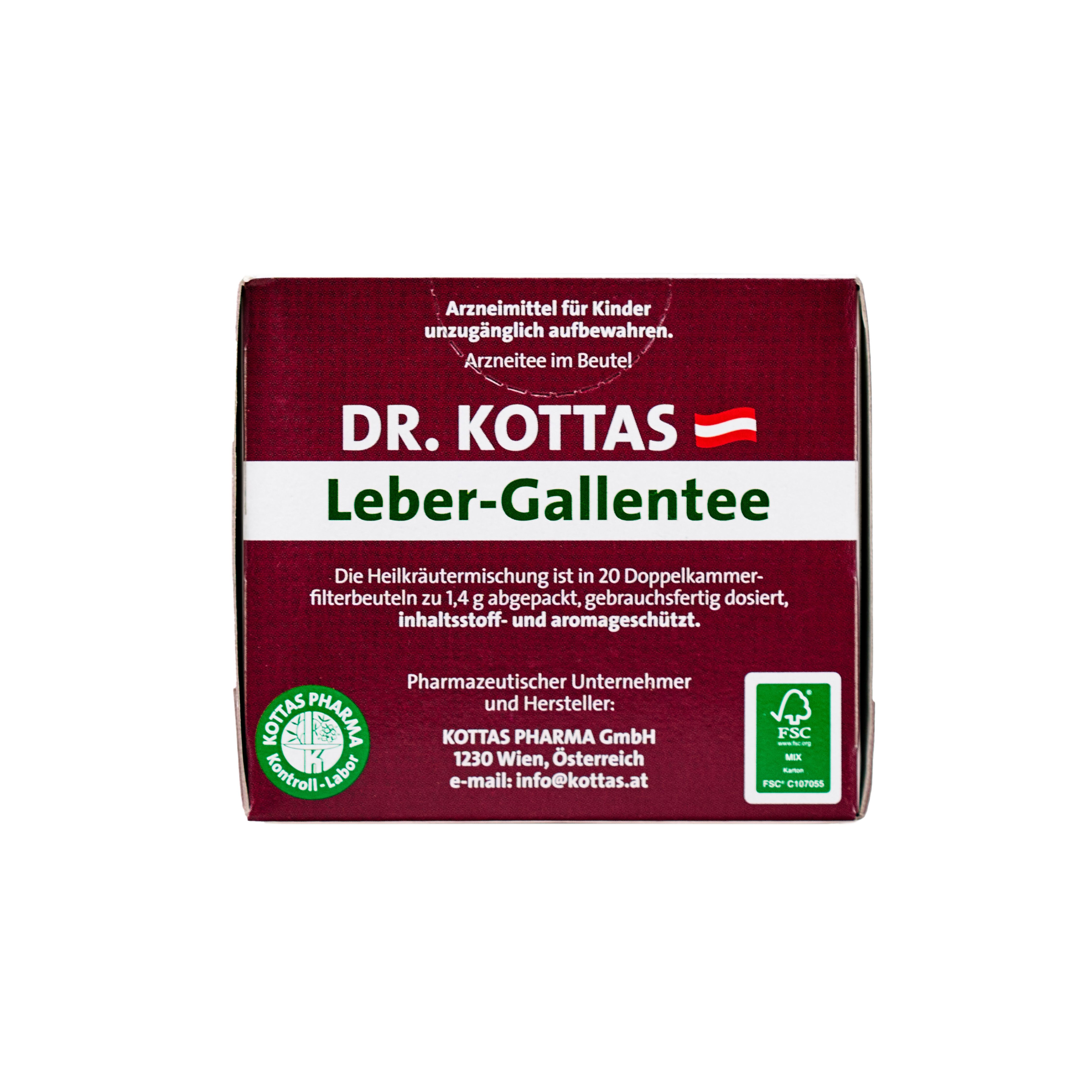 Dr. Kottas Leber-Gallen-Tee, Kräutermischung in 20 Doppelkammer-Filterbeuteln.