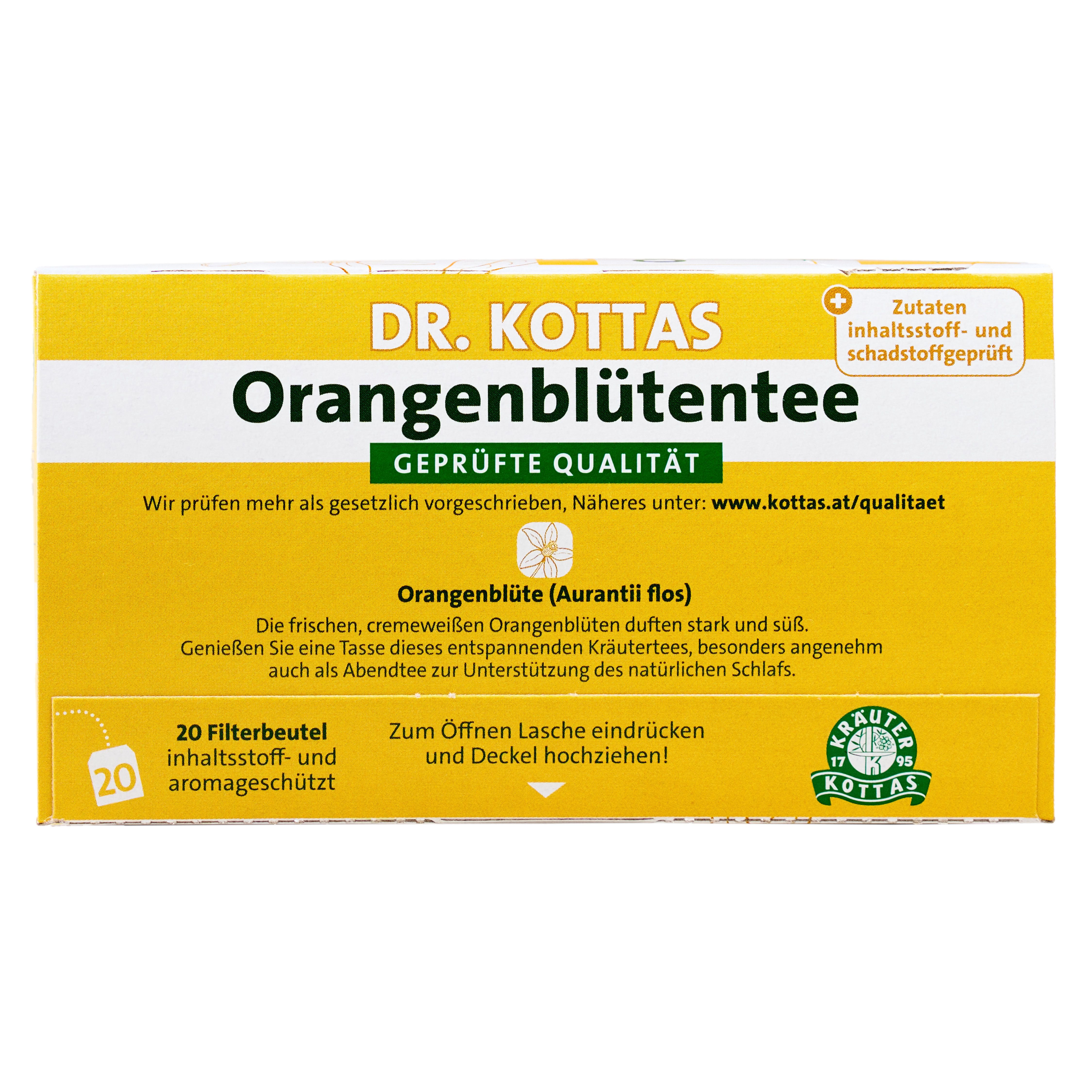 Dr. Kottas Orangenblütentee, 20 aromageschützte Filterbeutel.