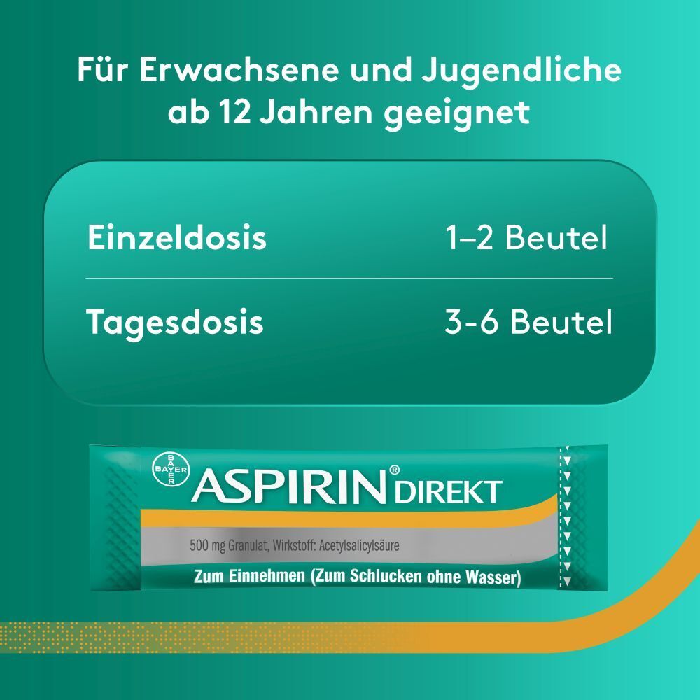Aspirin® Direkt Granulat zur Direkteinnahme – bei Kopfschmerzen und Schmerzen verschiedener Art