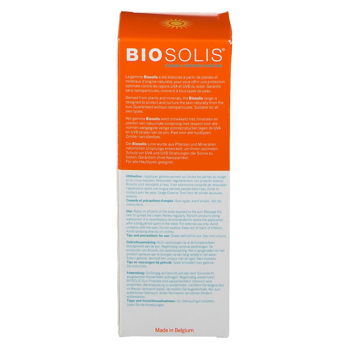Verpackung mit Produktinformationen. Beschreibt die Produktmerkmale und die Inhaltsstoffe.