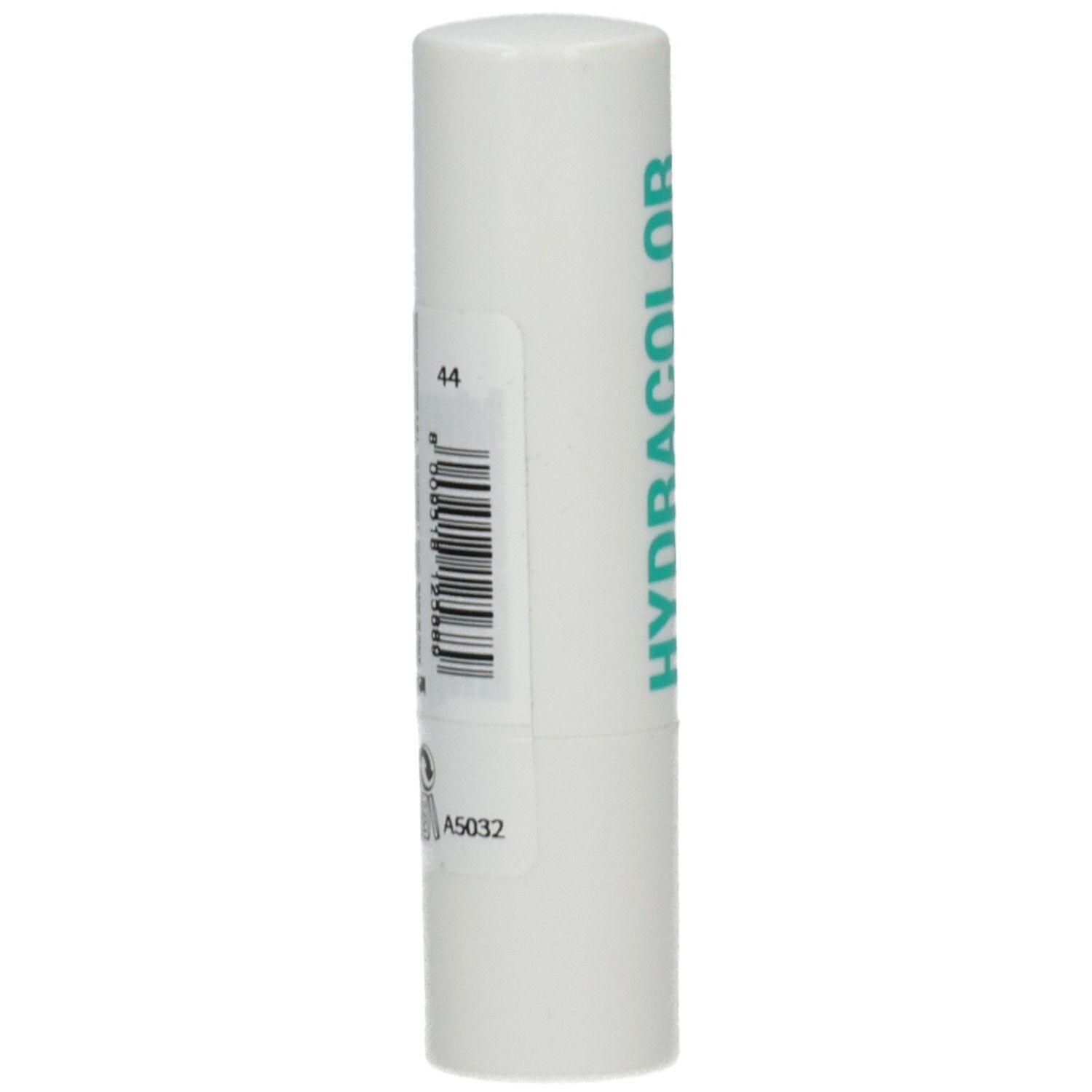 HYDRACOLOR Lippenpflege, Farbnummer 44, mit Barcode und Produktinformationen.