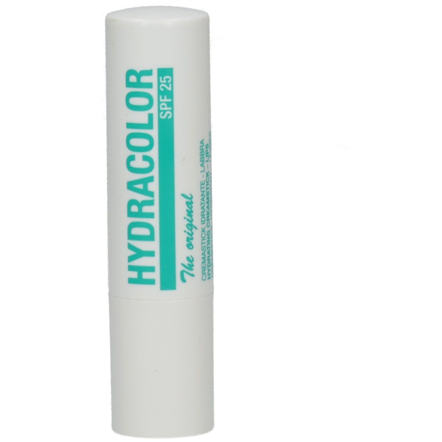 HYDRACOLOR Lippenpflege mit SPF 25, die Original-Formel, in weißem Stift.