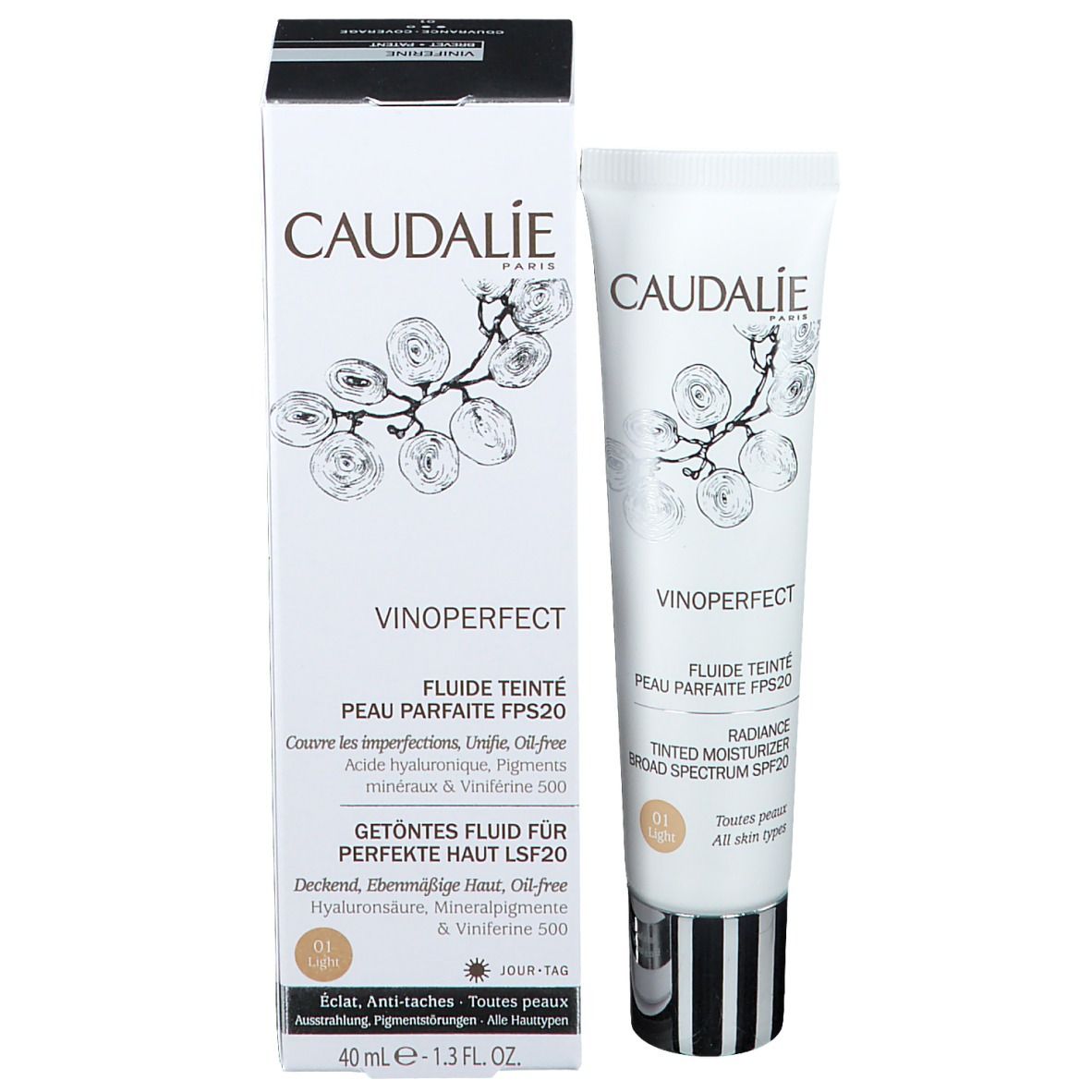 CAUDALIE getöntes Fluid für perfekte Haut Light LSF 20