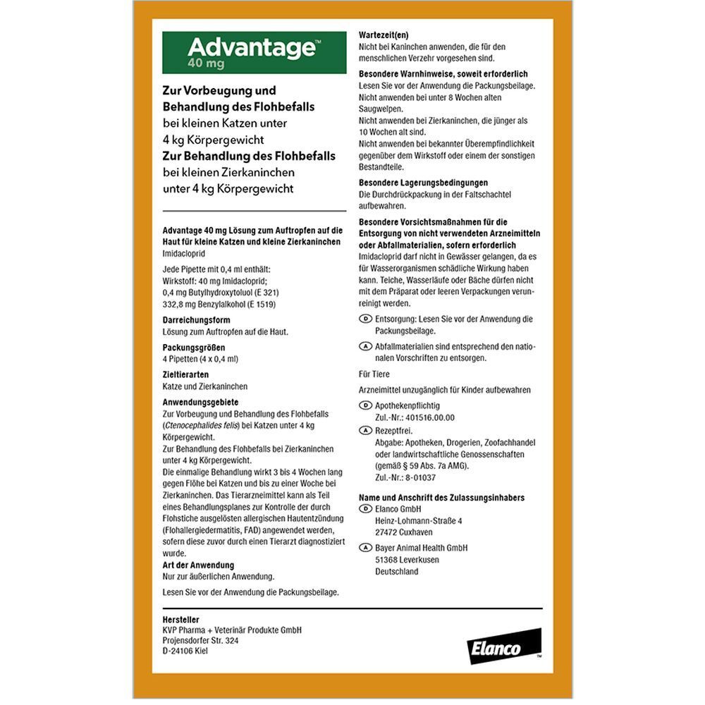 advantage® für kleine Katzen bis 4 kg