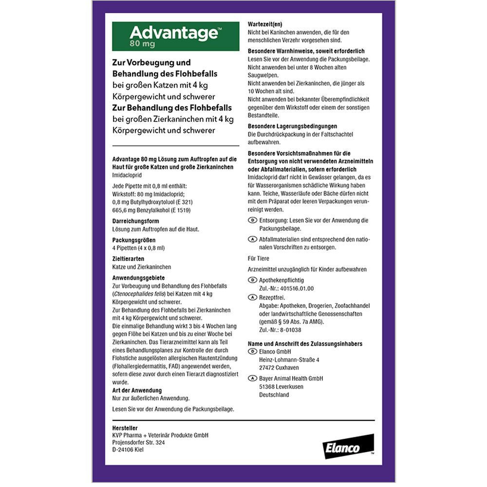 advantage® für große Katzen über 4 kg