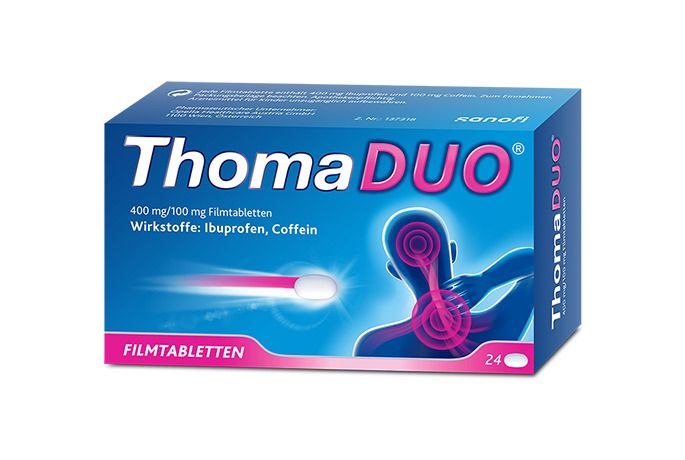 ThomaDUO® Ibuprofen 400mg – schnelle Schmerzlinderung dank Coffein-Booster - Jetzt 10% sparen mit dem Code „thomaduo10“