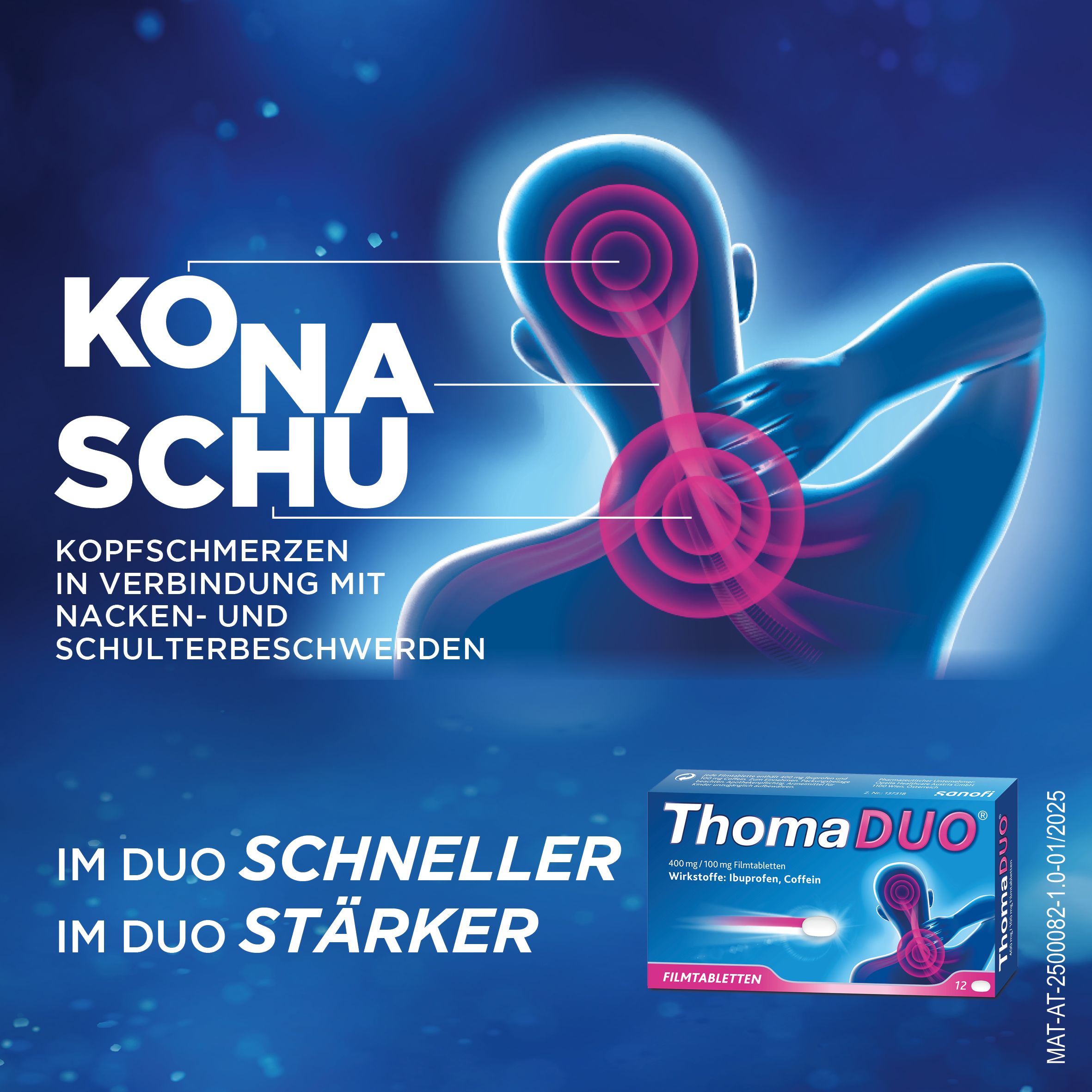 ThomaDUO® Ibuprofen 400mg – schnelle Schmerzlinderung dank Coffein-Booster - Jetzt 10% sparen mit dem Code „thomaduo10“