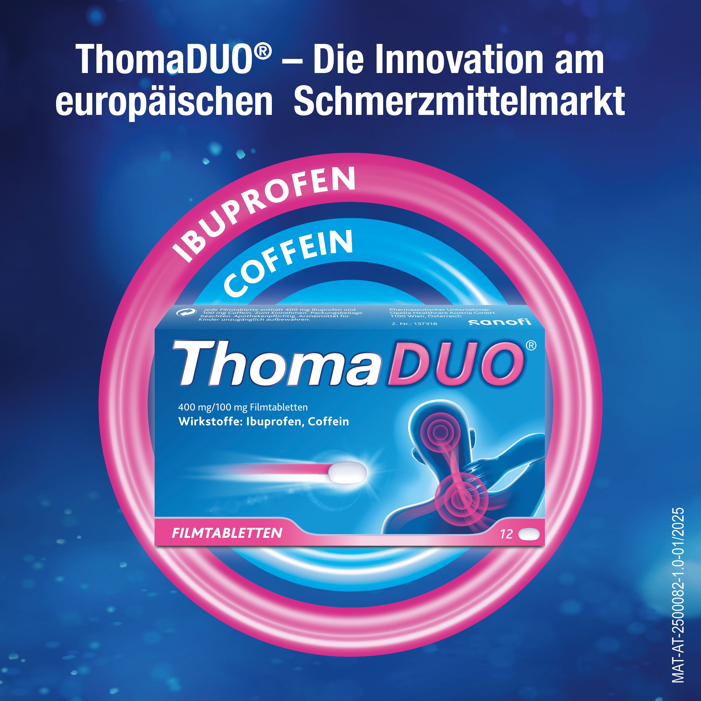 ThomaDUO® Ibuprofen 400mg – schnelle Schmerzlinderung dank Coffein-Booster - Jetzt 10% sparen mit dem Code „thomaduo10“