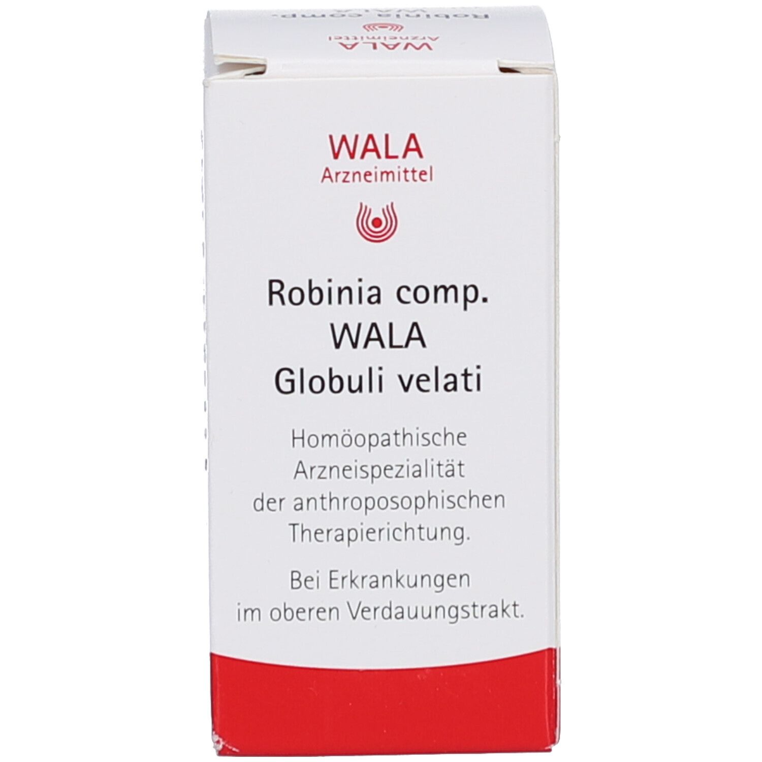 Weiße Produktverpackung mit roter Schrift. Marke: WALA Arzneimittel. Produktname und Informationen.