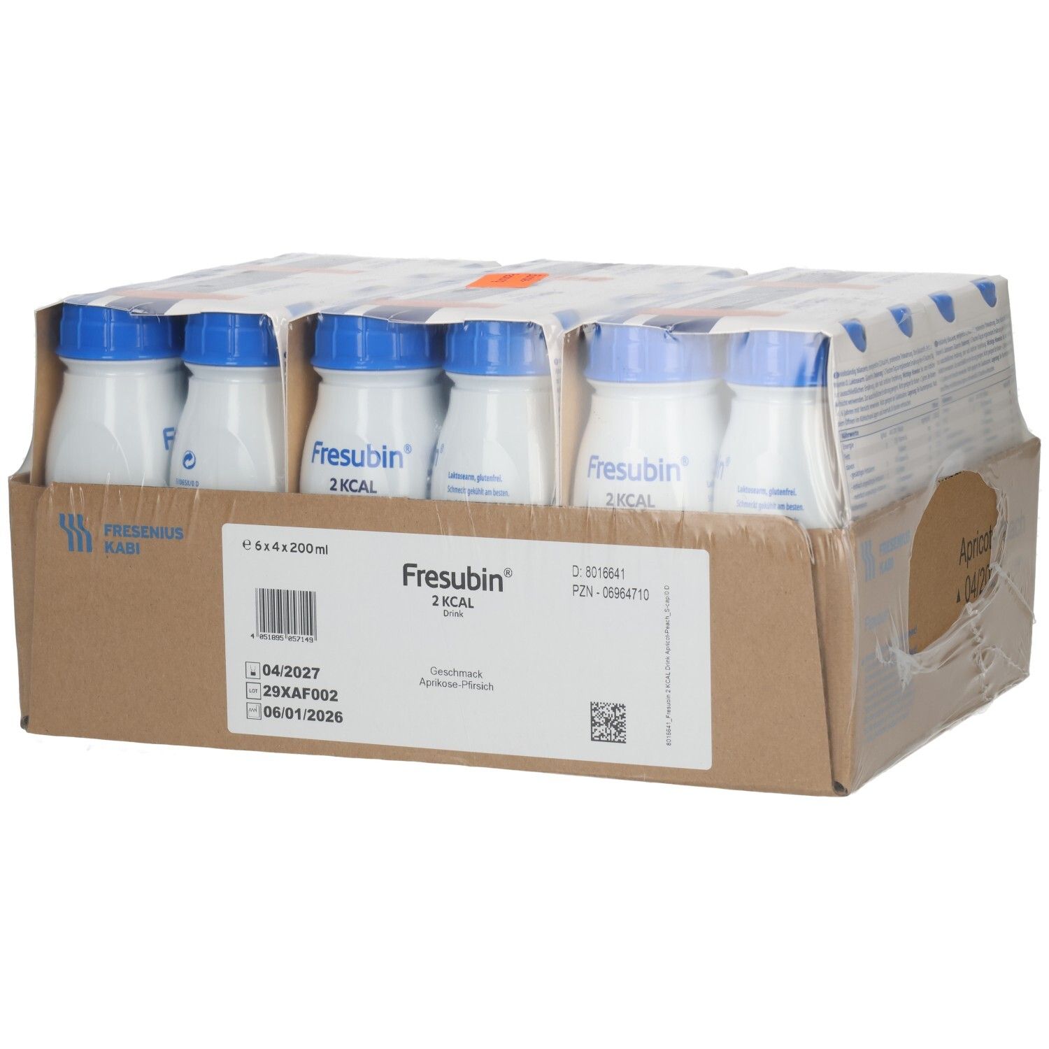Fresubin 2 Kcal Drink: 24x200ml Flaschen in Kartonverpackung.
