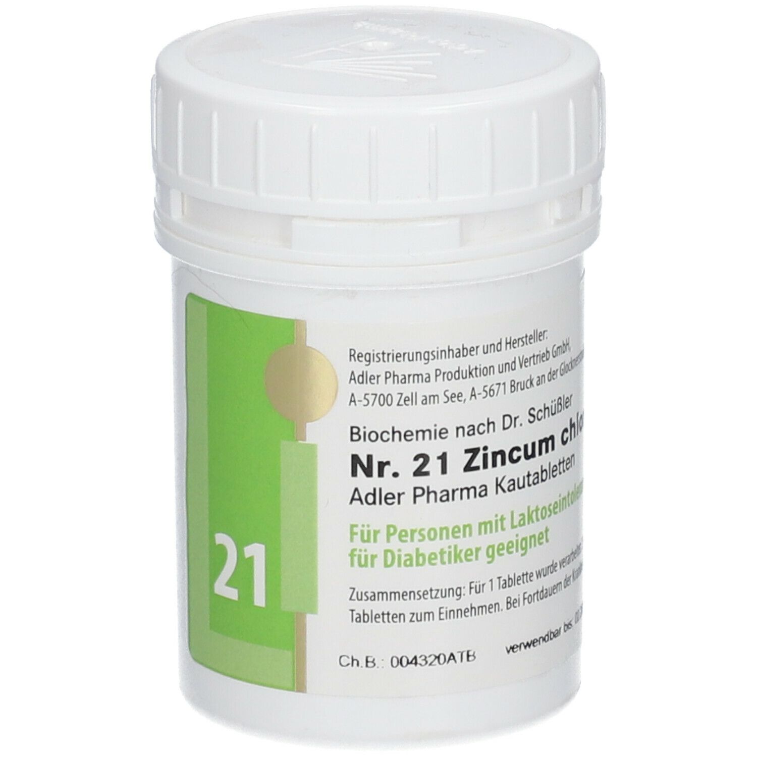 Adler Schüssler Salze Nr. 21 Zincum chloratum D12 Kautabletten