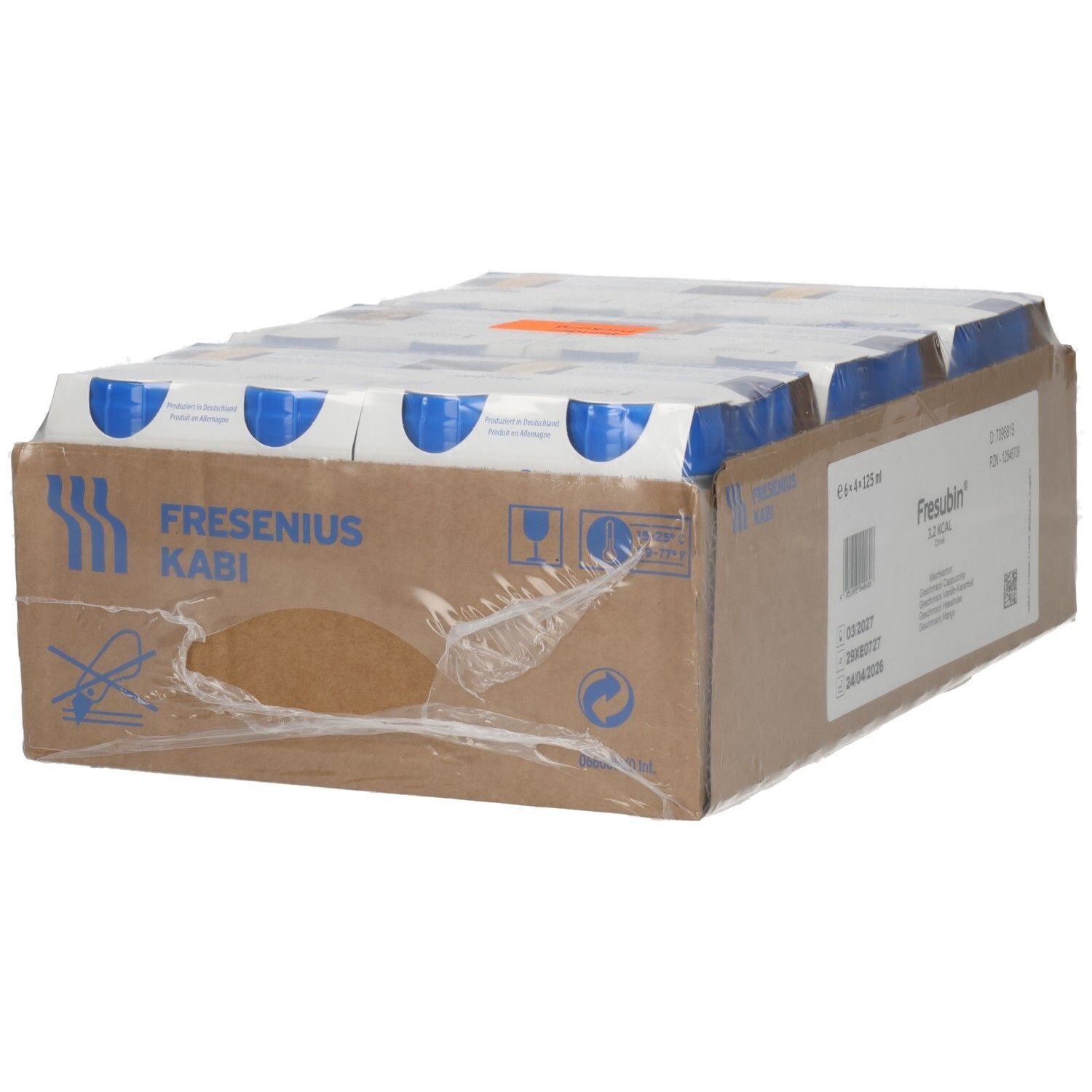 Fresenius Kabi: Karton mit 6x 125ml Flaschen, gemischte Geschmacksrichtungen.