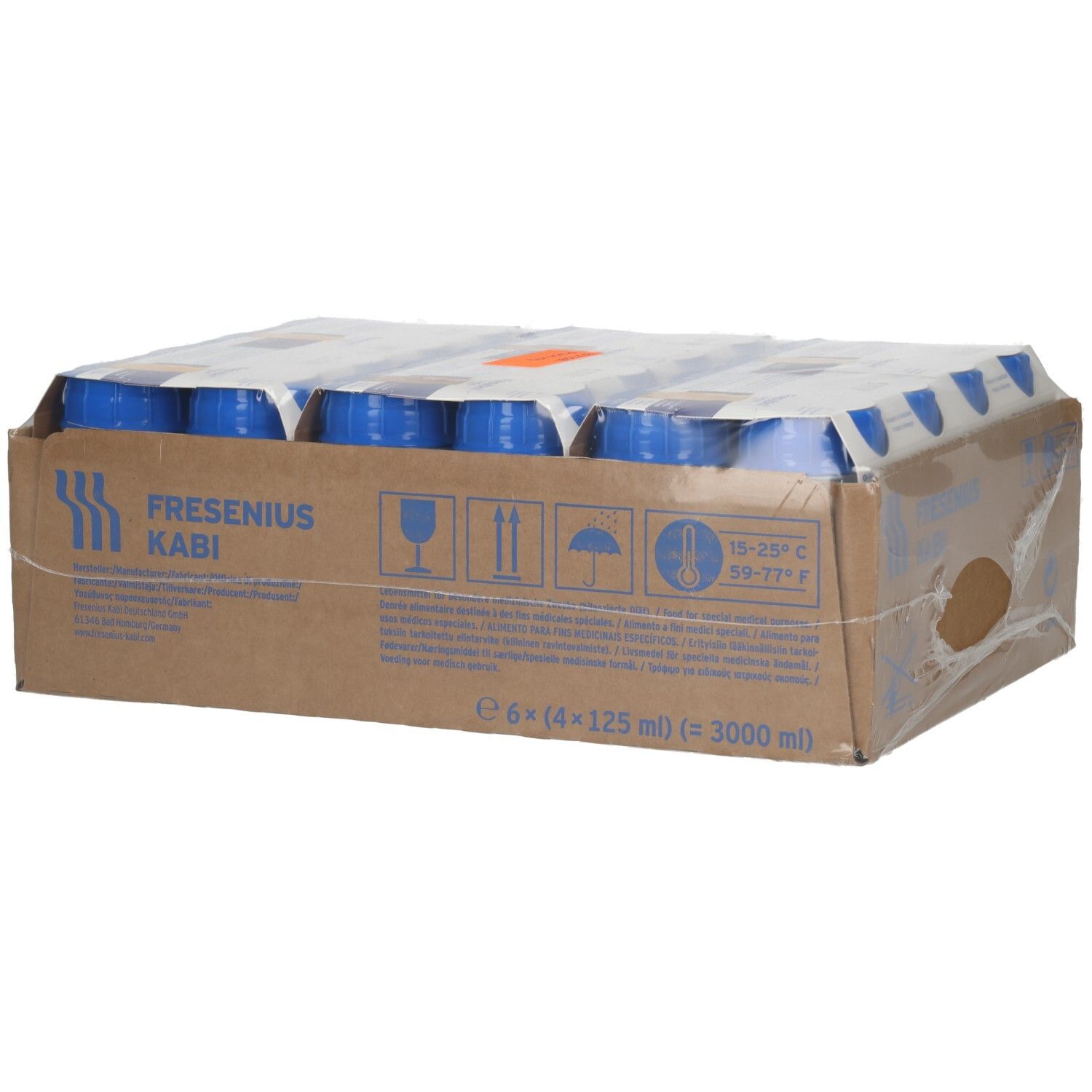 Fresubin 3,2 Kcal: Karton mit 6x 125ml Flaschen, gemischte Geschmacksrichtungen.