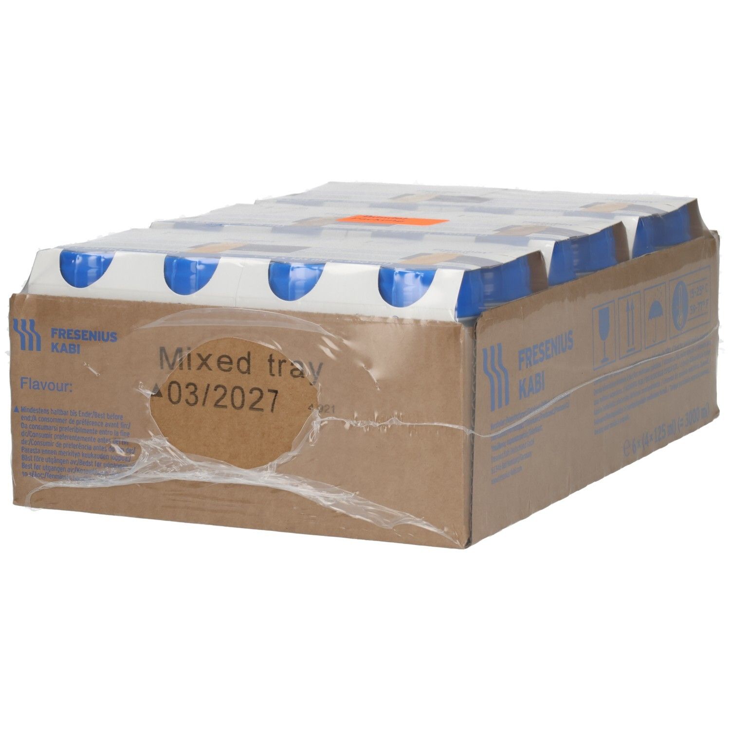 Fresubin 3,2 Kcal: Karton mit 6x 125ml Flaschen, gemischte Geschmacksrichtungen.