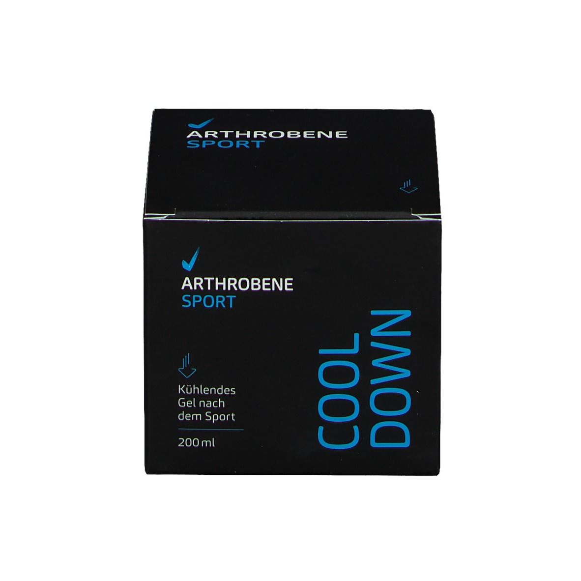Schachtel mit Aufschrift: ARTHROBENE SPORT COOL DOWN. 200 ml.