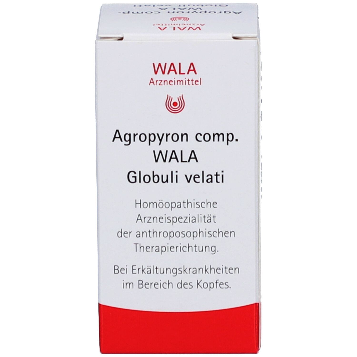 Kartonverpackung mit Produktnamen, Marke WALA und weiteren Informationen. Rote und weiße Gestaltung.