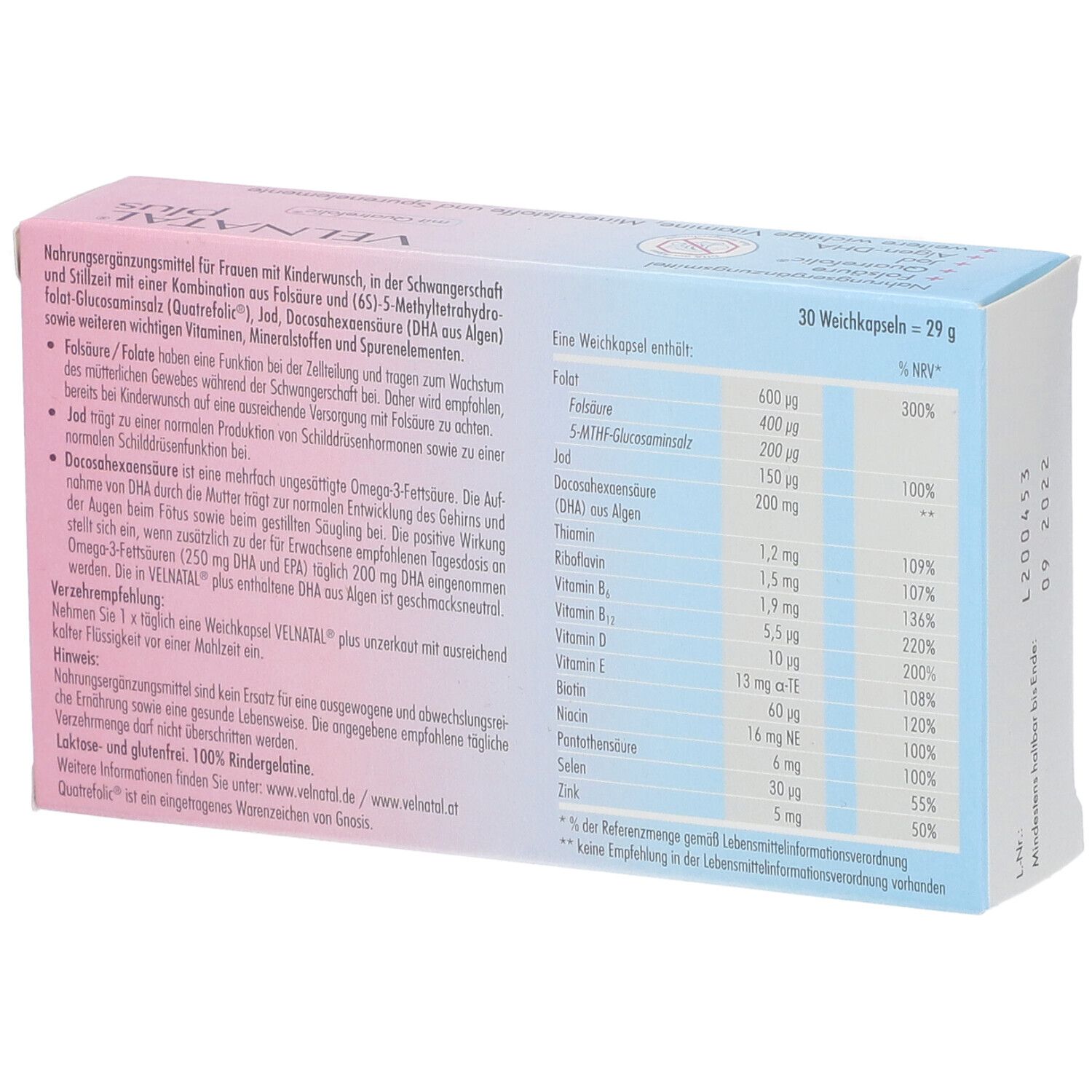 VELNATAL® plus mit Quatrefolic®