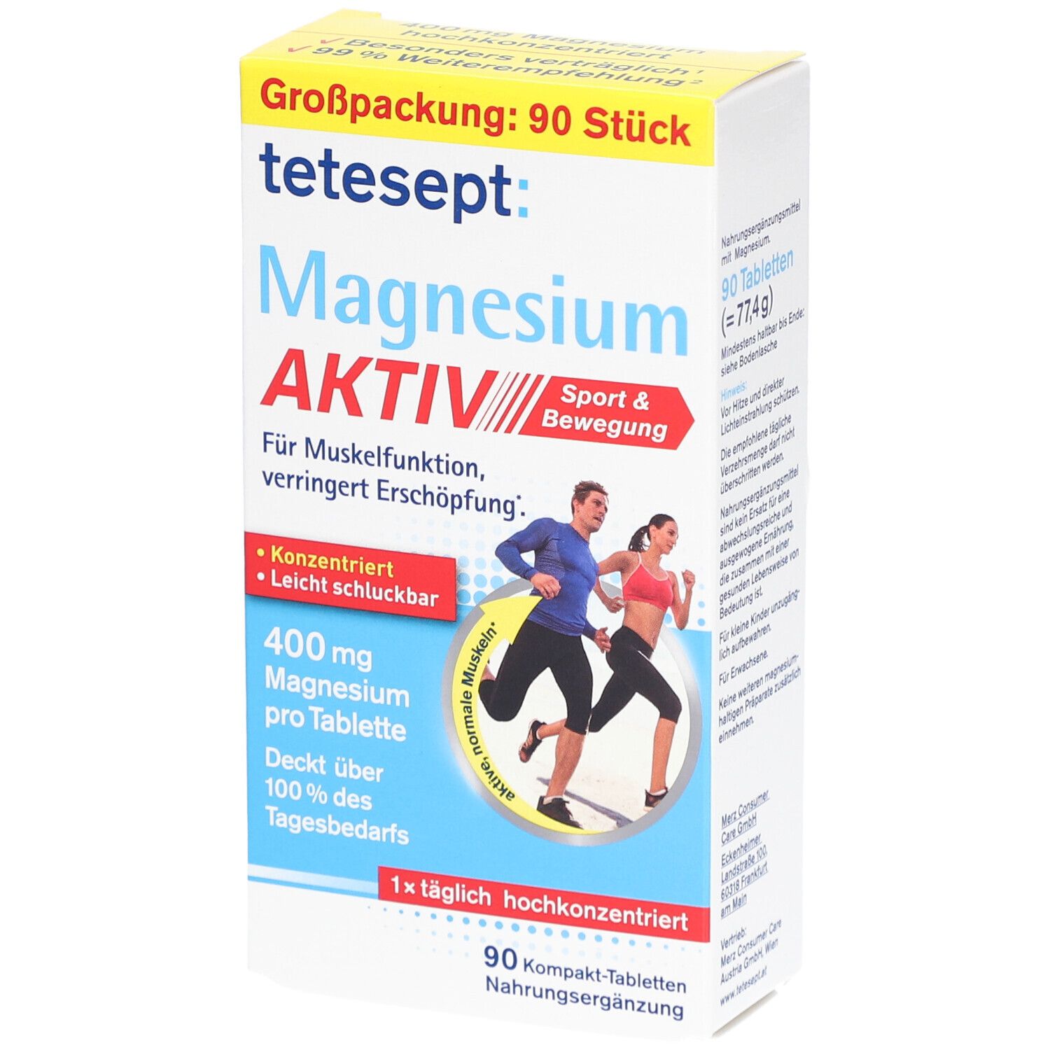 Tetesept Magnesium 400 aktiv – Hochdosierte Magnesiumtabletten