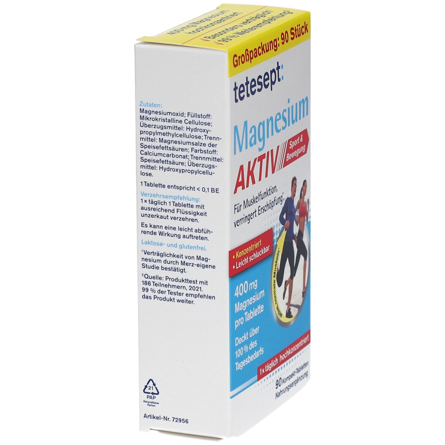 Tetesept Magnesium 400 aktiv – Hochdosierte Magnesiumtabletten