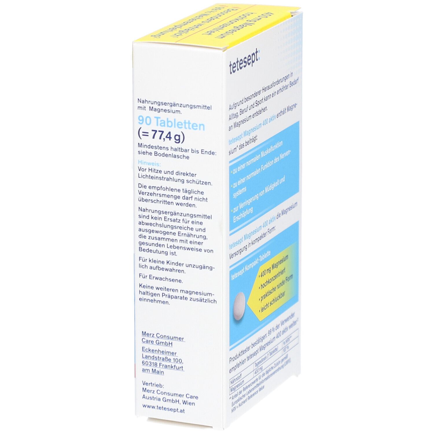 Tetesept Magnesium 400 aktiv – Hochdosierte Magnesiumtabletten