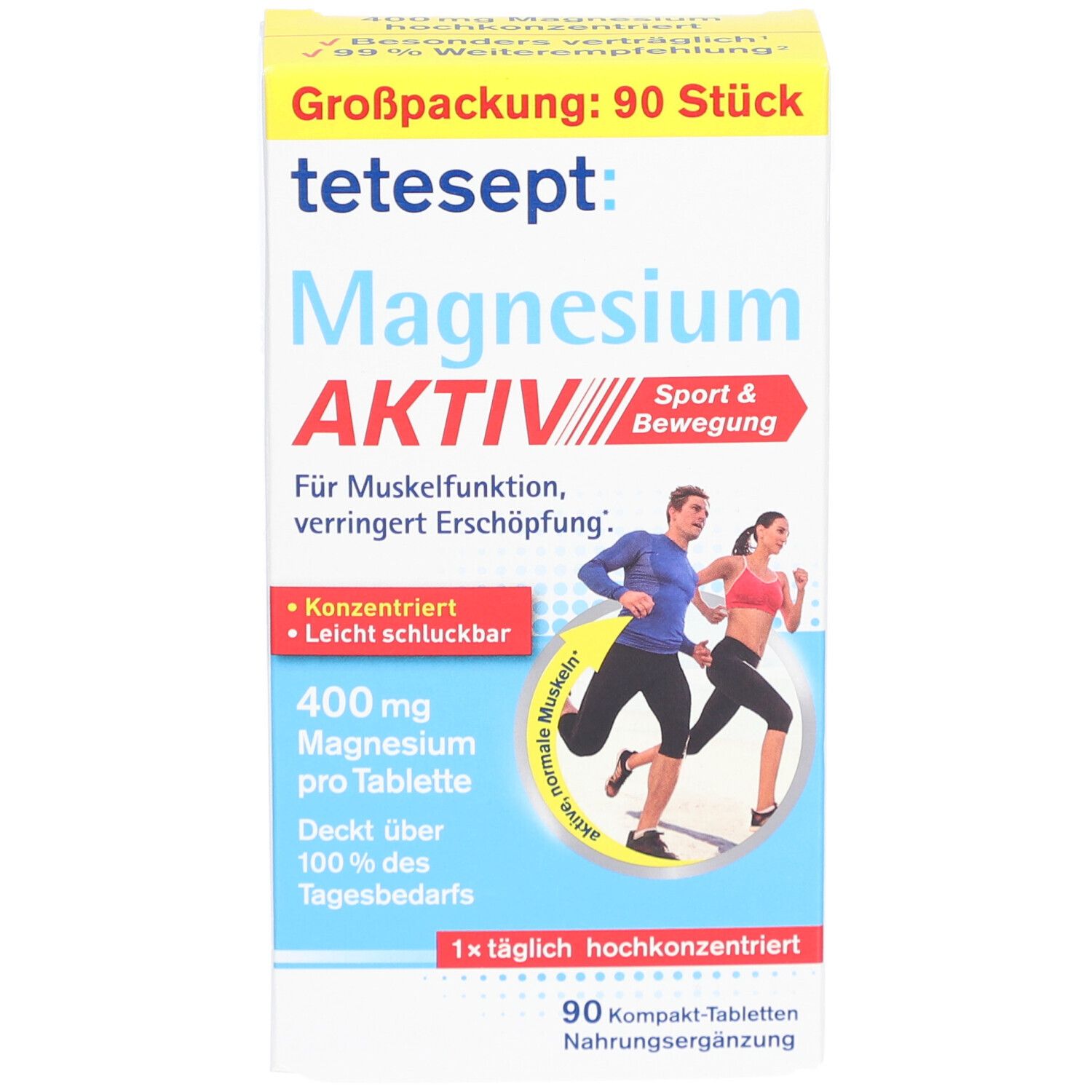 Tetesept Magnesium 400 aktiv – Hochdosierte Magnesiumtabletten