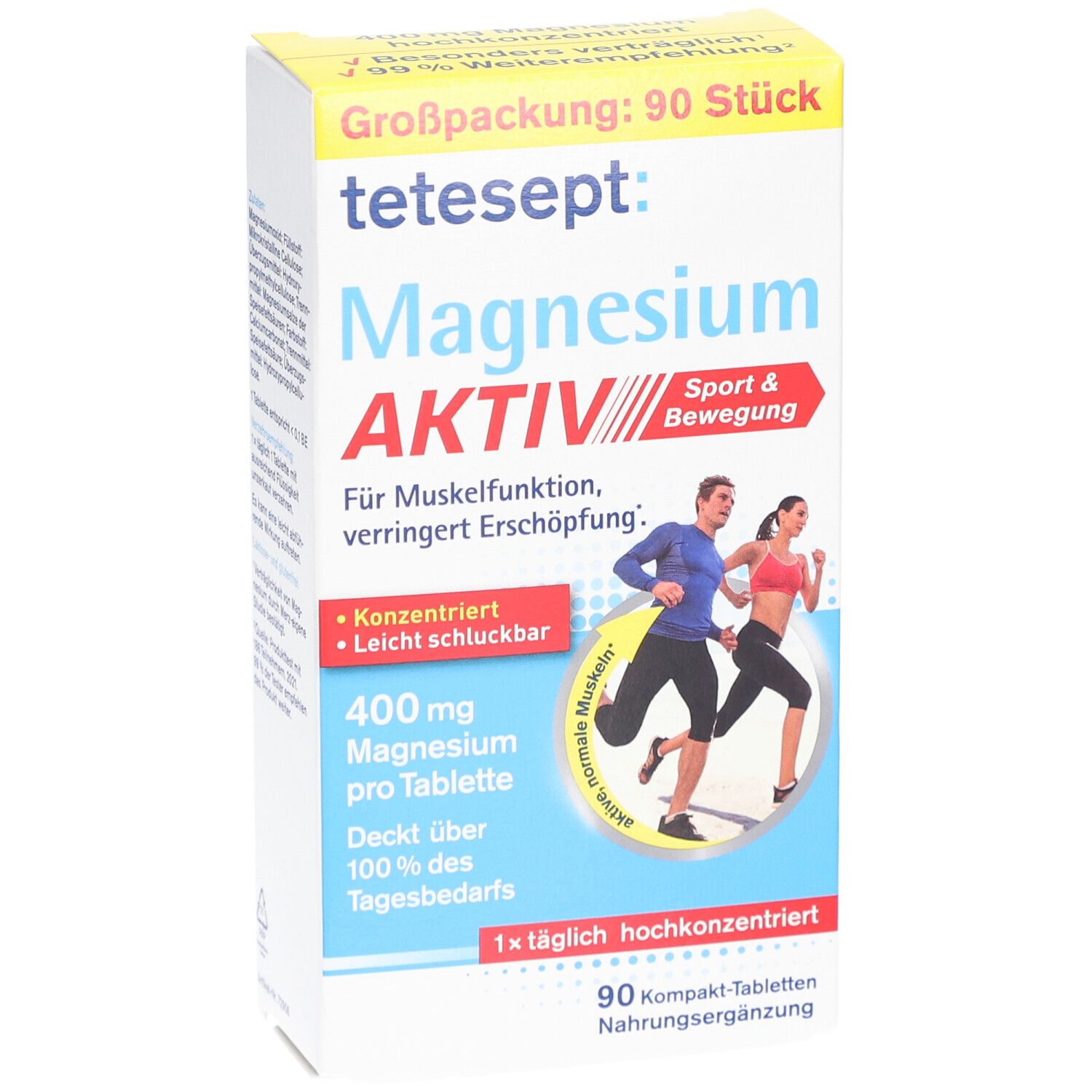 Tetesept Magnesium 400 aktiv – Hochdosierte Magnesiumtabletten