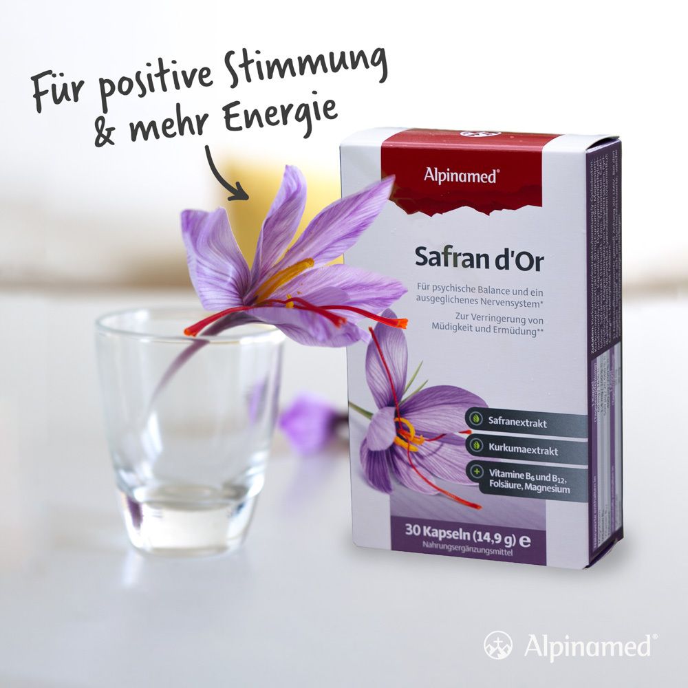 Alpinamed Safran d’Or für psychische Balance und ein starkes Nervensystem – Vegan