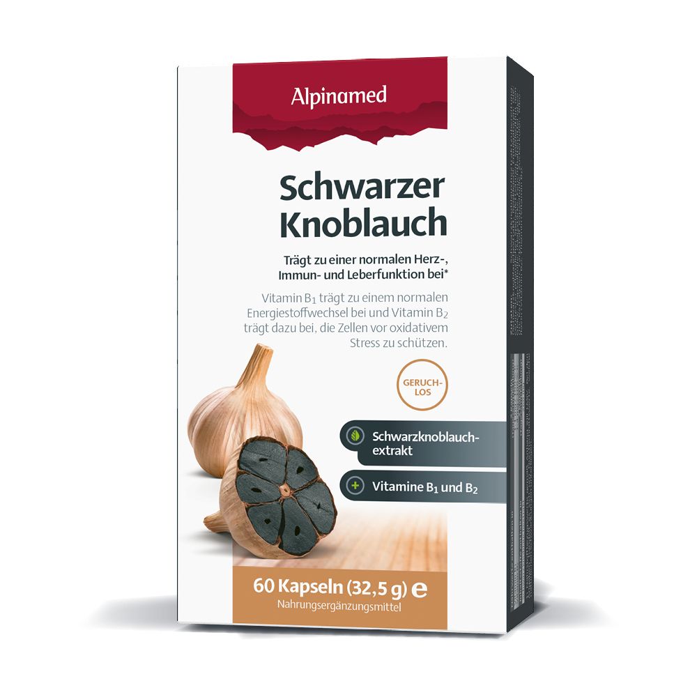 Alpinamed® Schwarzer Knoblauch: Vegane, geruchsfreie Unterstützung für Herz, Leber und gesunde Cholesterinwerte