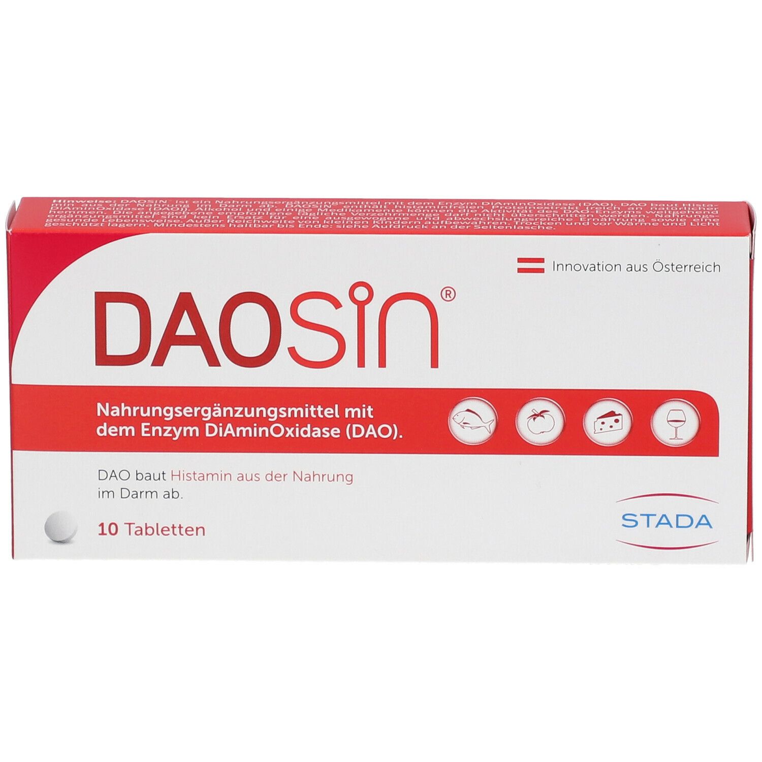 DAOSiN® Tabletten DAO unterstützt den Abbau von Histamin aus der Nahrung im Darm