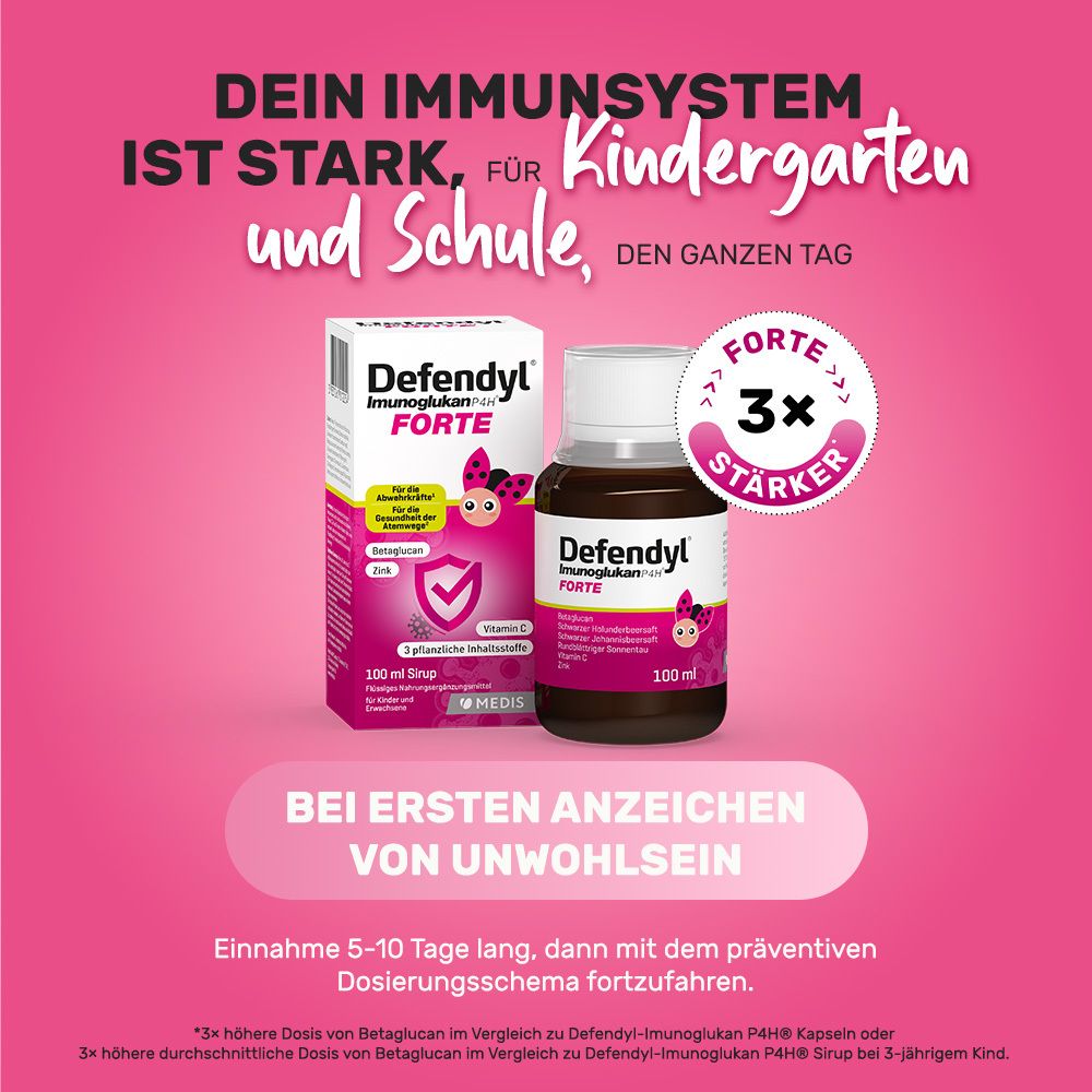 Defendyl-Imunoglukan P4H® FORTE Sirup - mit dreifacher Kraft das Immunsystem unterstützen