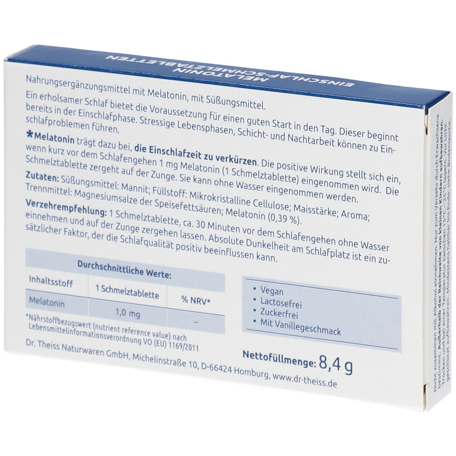 DR. THEISS Melatonin Einschlaf-Schmelztabletten