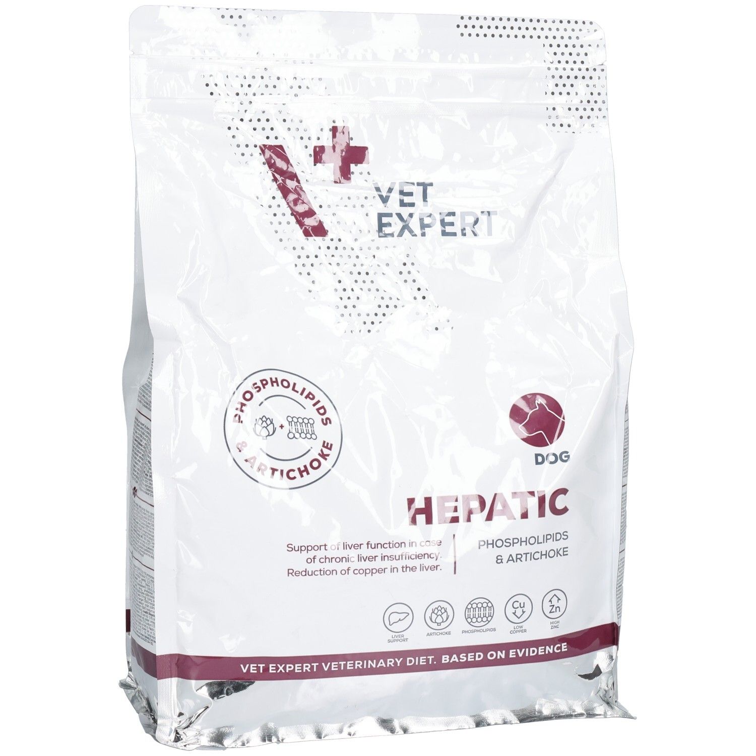 Vet Expert Hepatic Hundefutter, 2 kg Beutel.