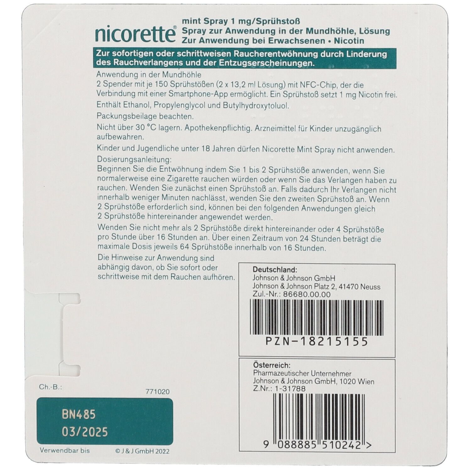 nicorette® mint Spray 1 mg