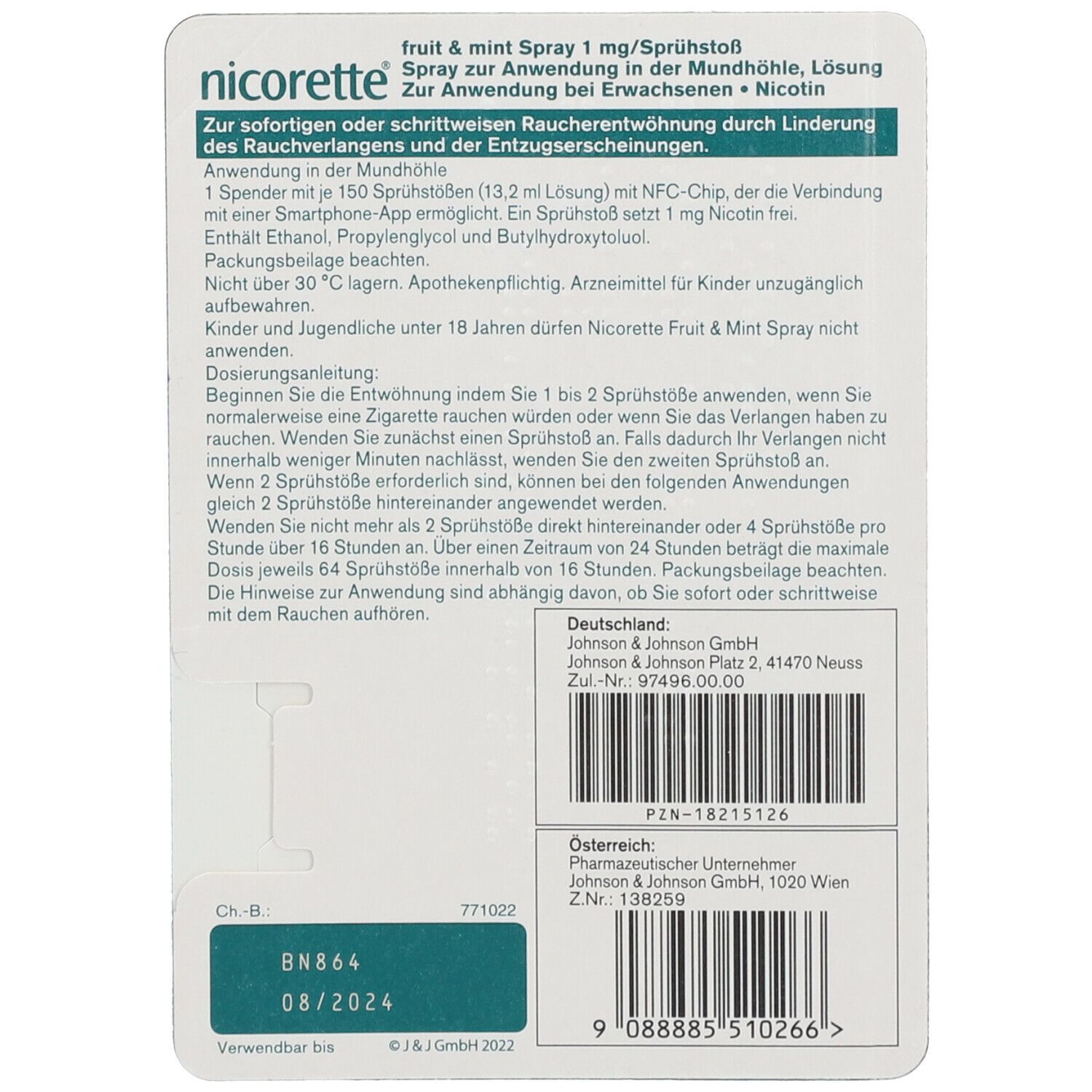 nicorette®  fruit & mint Spray 1 mg