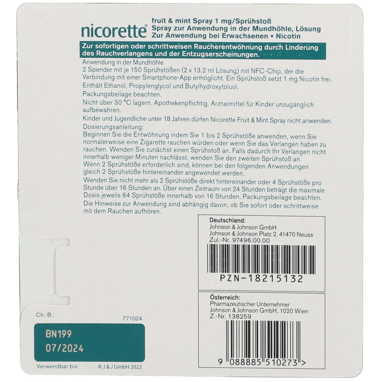 nicorette®  fruit & mint Spray 1 mg