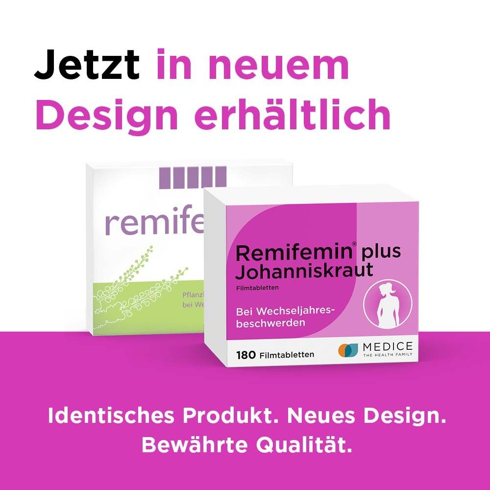 Zwei Produktverpackungen. Links: Grün-weiß. Rechts: Rosa-weiß. Text: Jetzt in neuem Design erhältlich. Identisches Produkt. Neues Design.