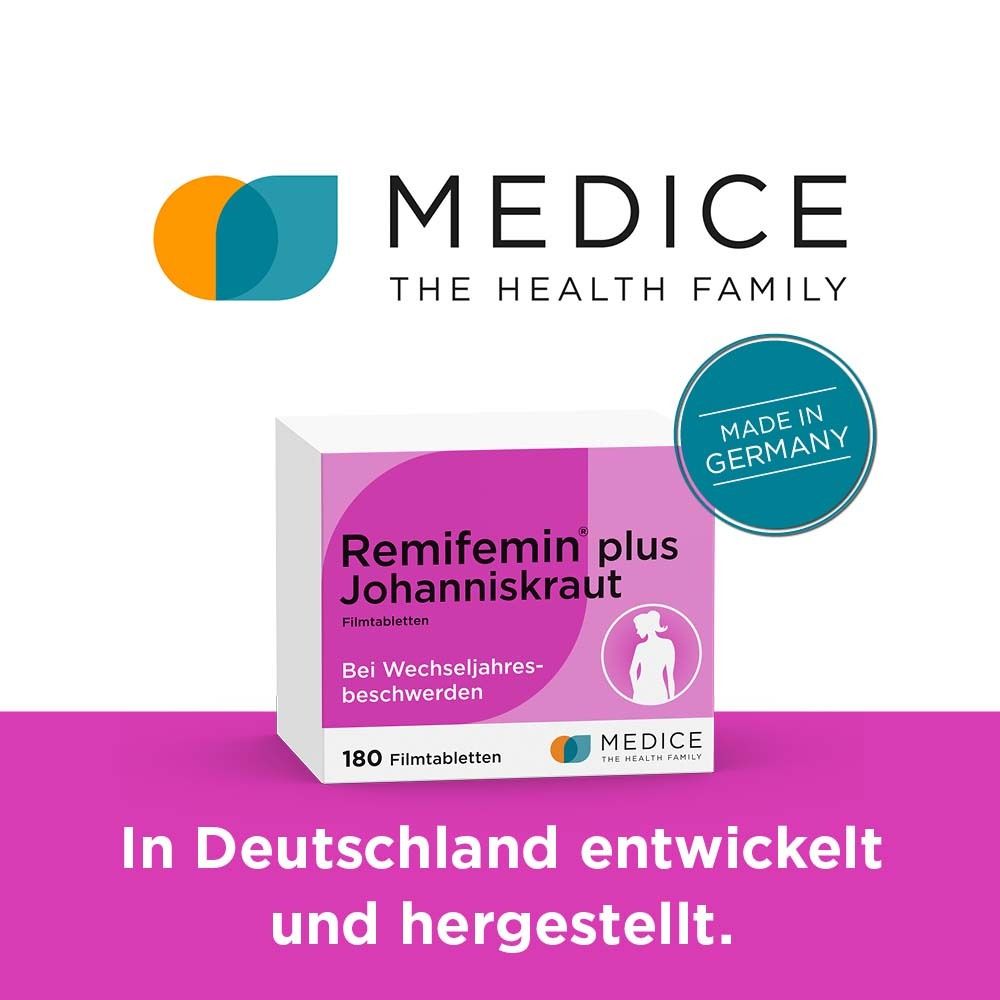 Produktverpackung. Rosa-weiß. MEDICE Logo. Text: In Deutschland entwickelt und hergestellt. Made in Germany.