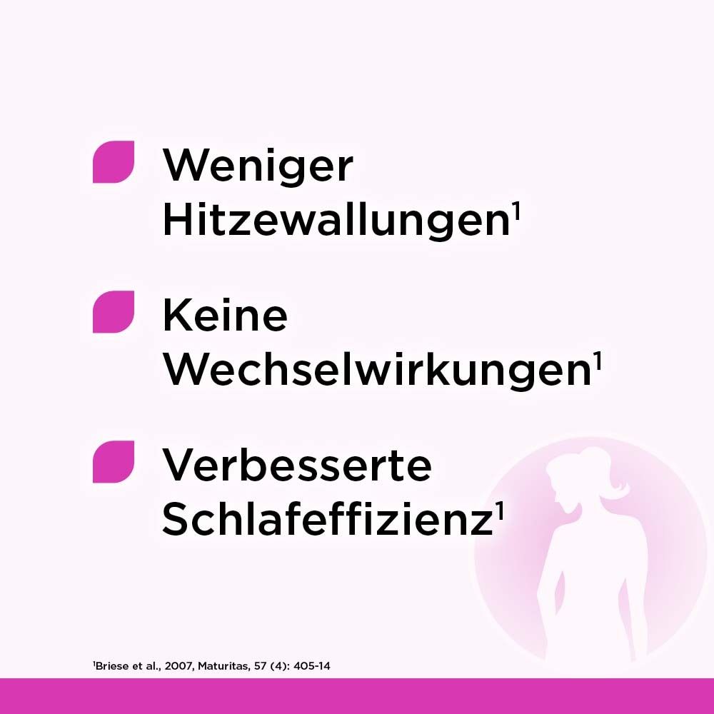 Text und Illustrationen. Vorteile von Remifemin Tabletten. Weniger Hitzewallungen. Keine Wechselwirkungen.
