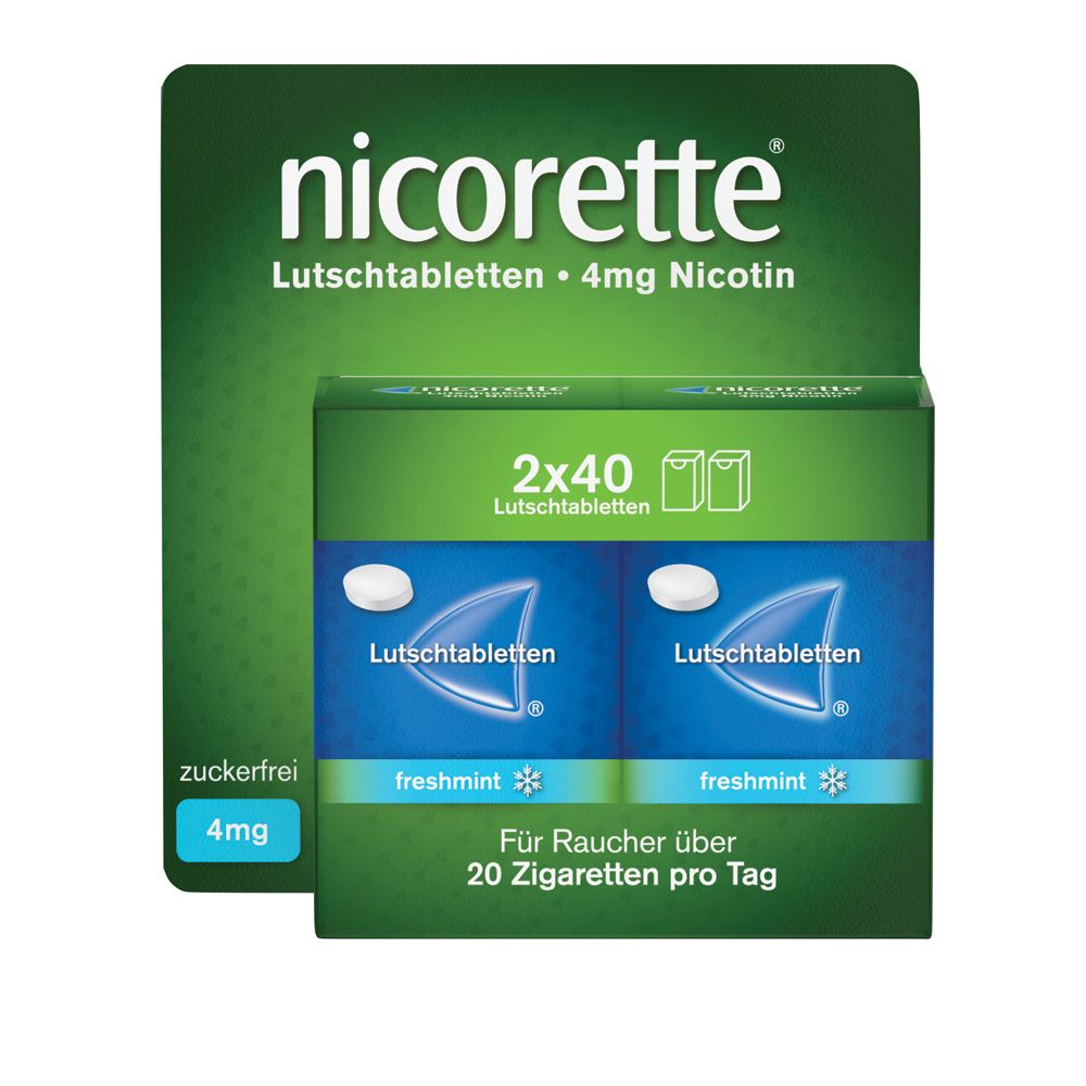 nicorette® freshmint 4 mg Lutschtabletten mit 4 mg Nikotin zur Raucherentwöhnung für Raucher von mehr als 20 Zigaretten pro Tag