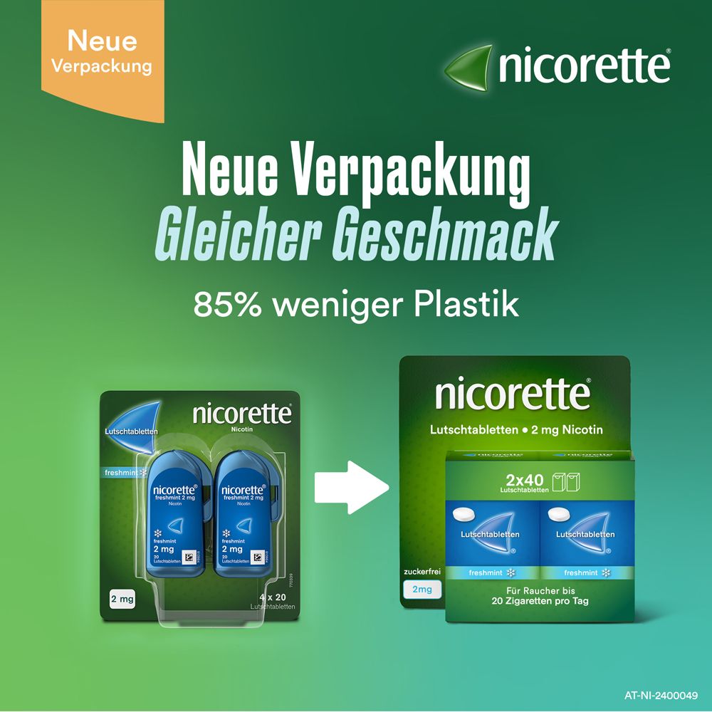 nicorette® freshmint 4 mg Lutschtabletten mit 4 mg Nikotin zur Raucherentwöhnung für Raucher von mehr als 20 Zigaretten pro Tag