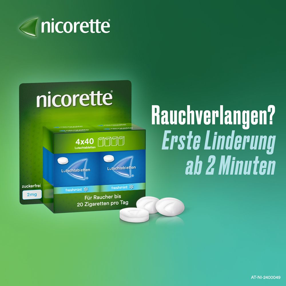 nicorette® freshmint 4 mg Lutschtabletten mit 4 mg Nikotin zur Raucherentwöhnung für Raucher von mehr als 20 Zigaretten pro Tag