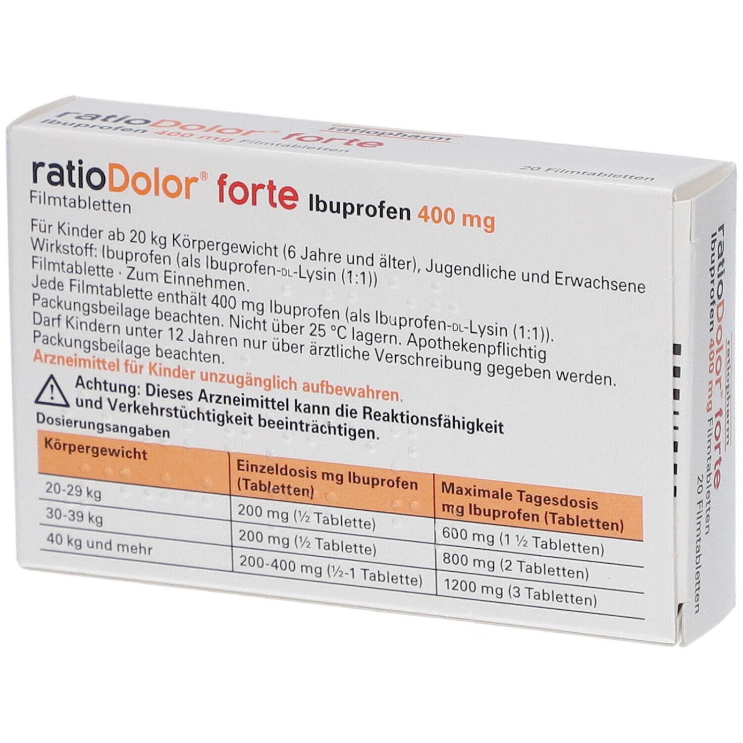 ratioDolor® forte Ibuprofen 400 mg Filmtabletten